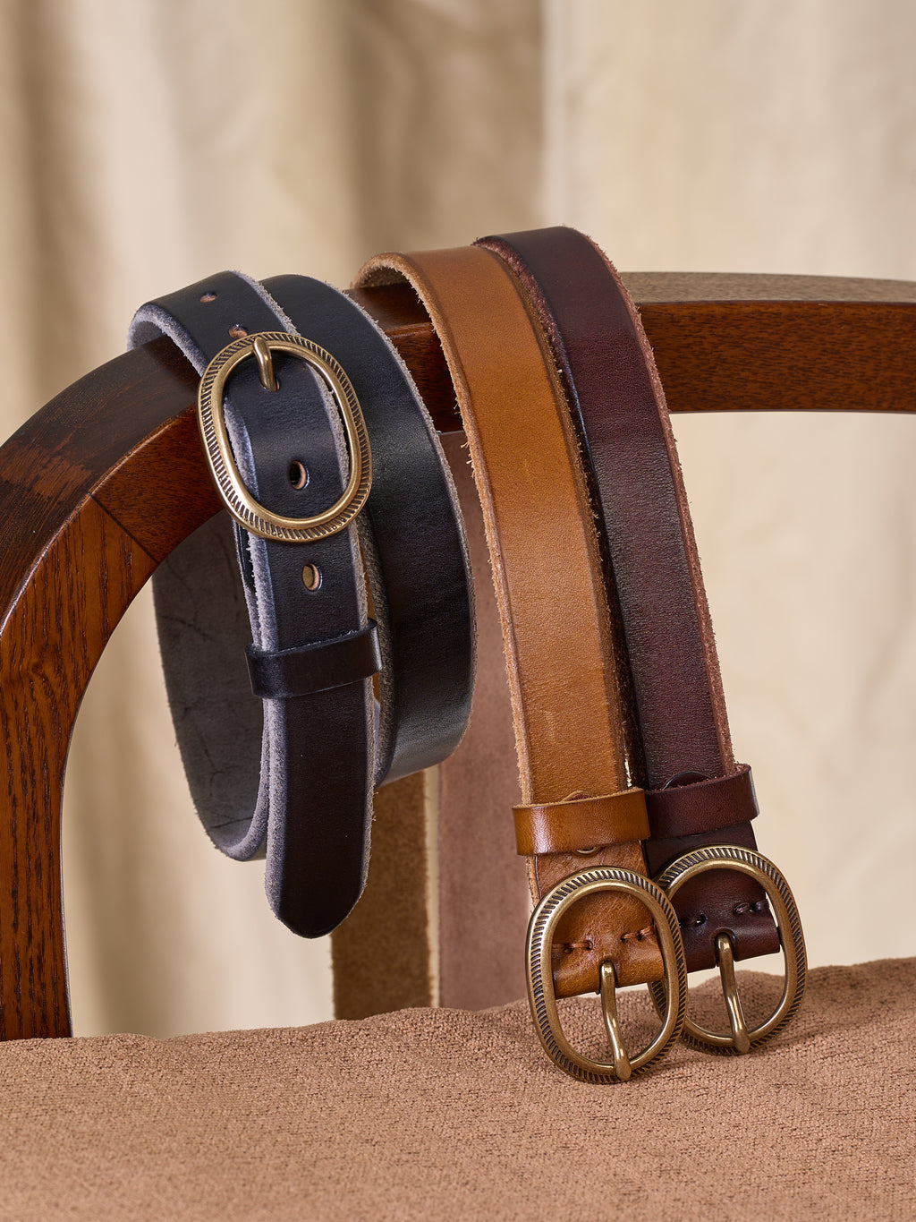 Vegetable-Tanned Woven Thin Leather Belt