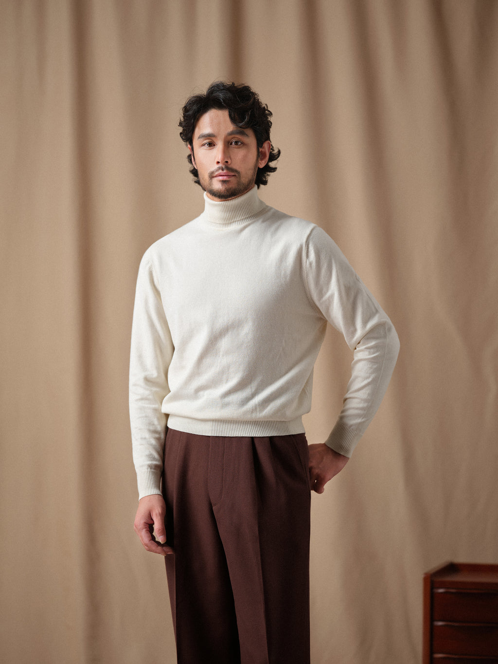 Machine-Washable 14-Gauge Cotton Cashmere Turtleneck