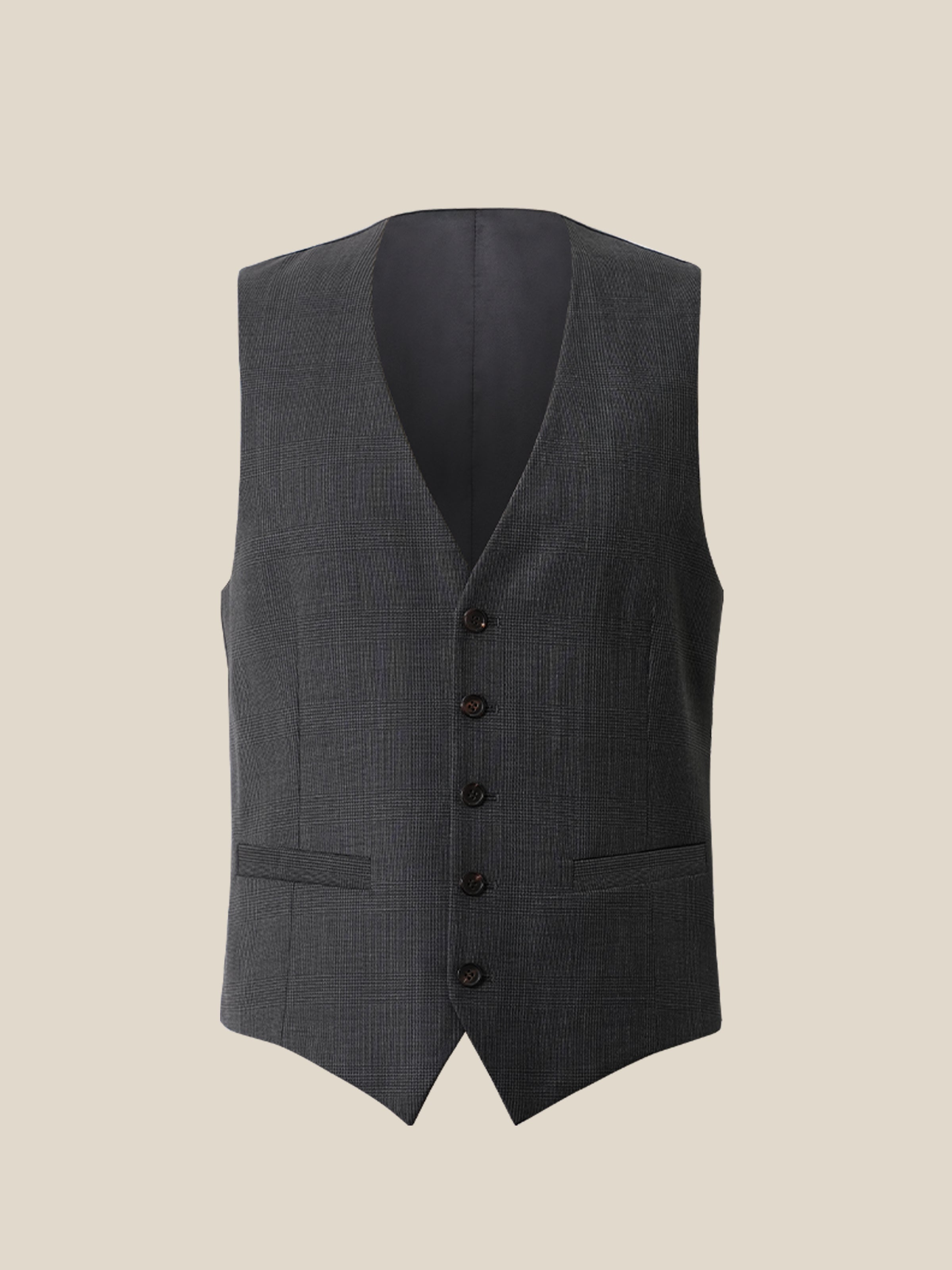 Men's 90s Australian Merino Wool Prince of Wales Check Half-Canvas Business Vest