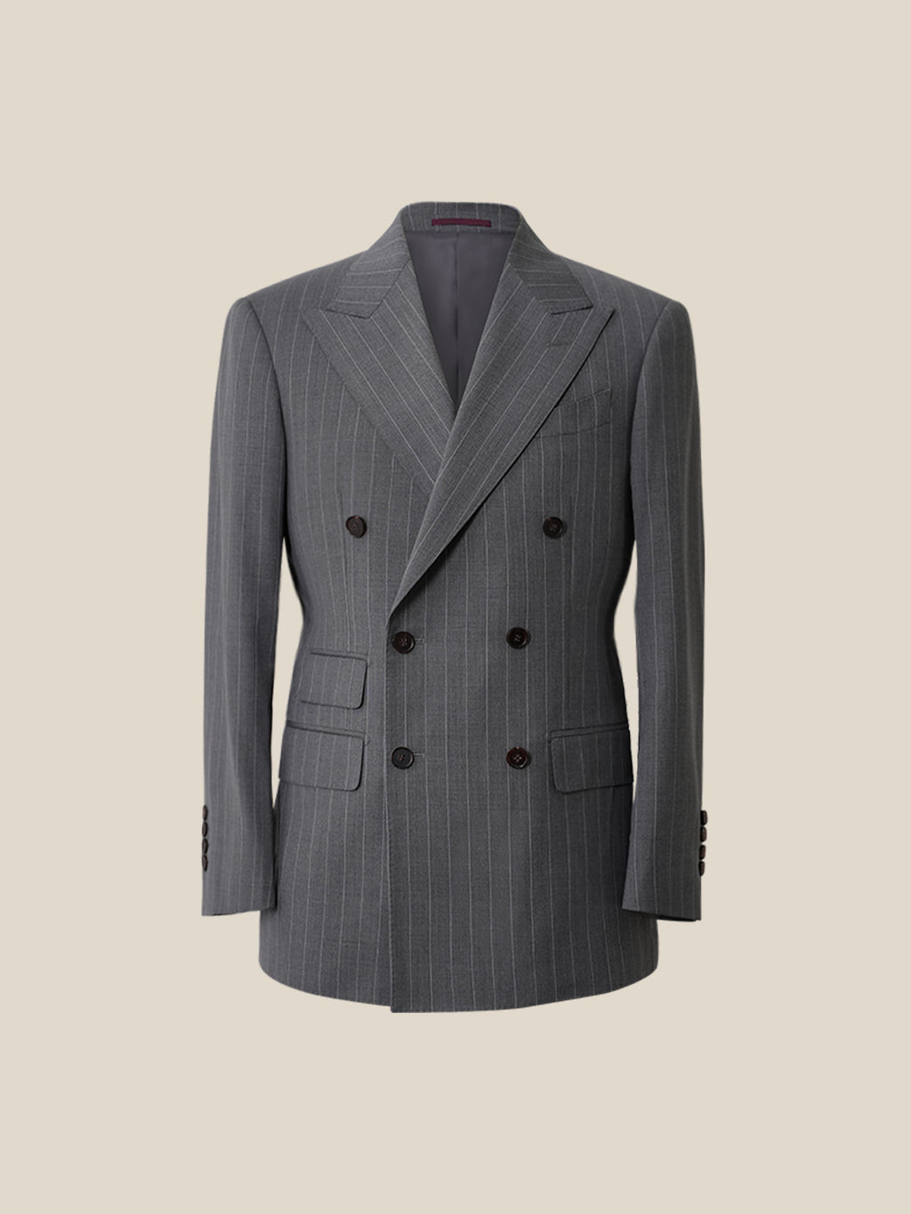 Men's Fine Australian Merino Wool Striped Double-Breasted Suit