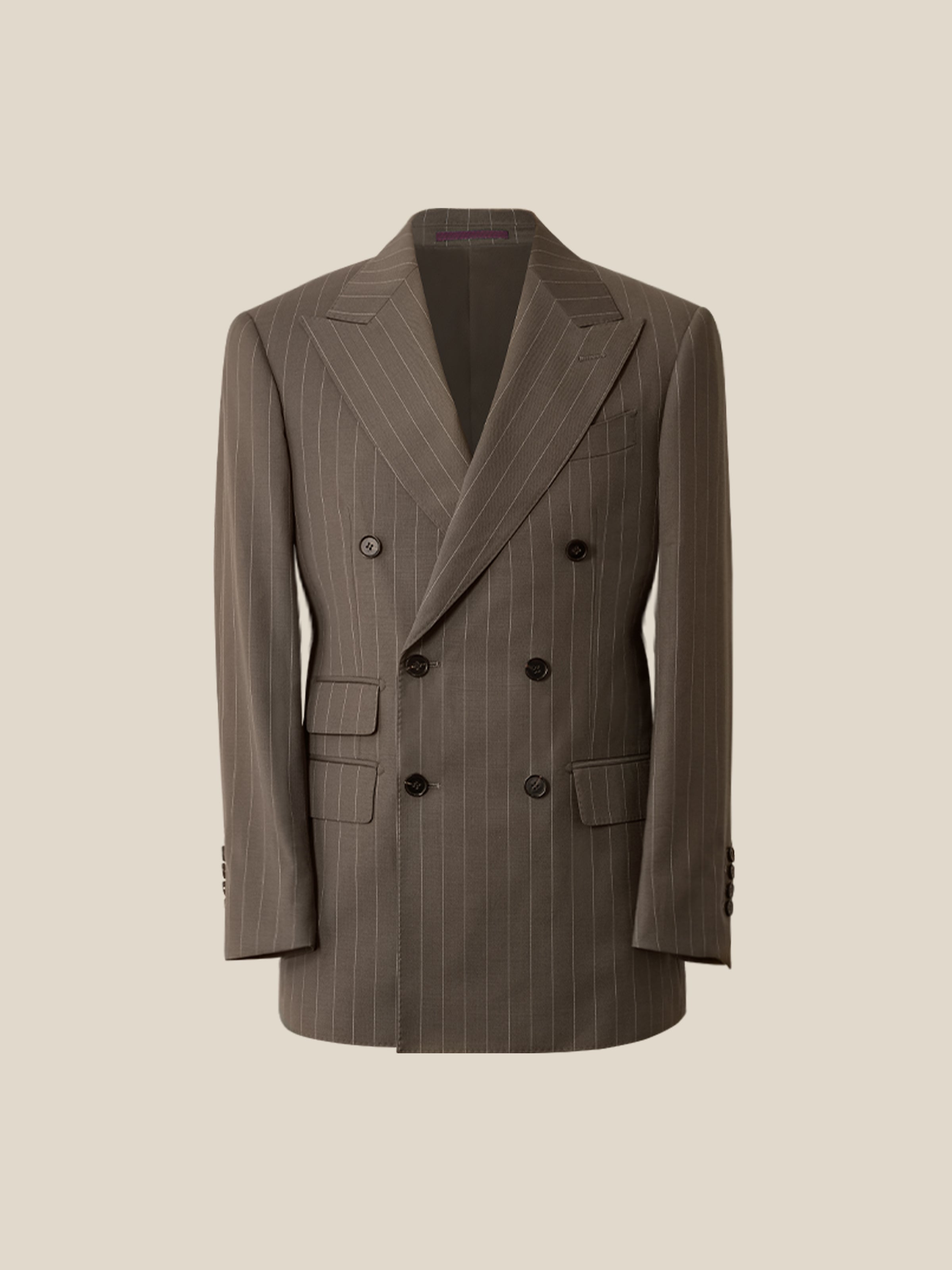 Men's Fine Australian Merino Wool Striped Double-Breasted Suit