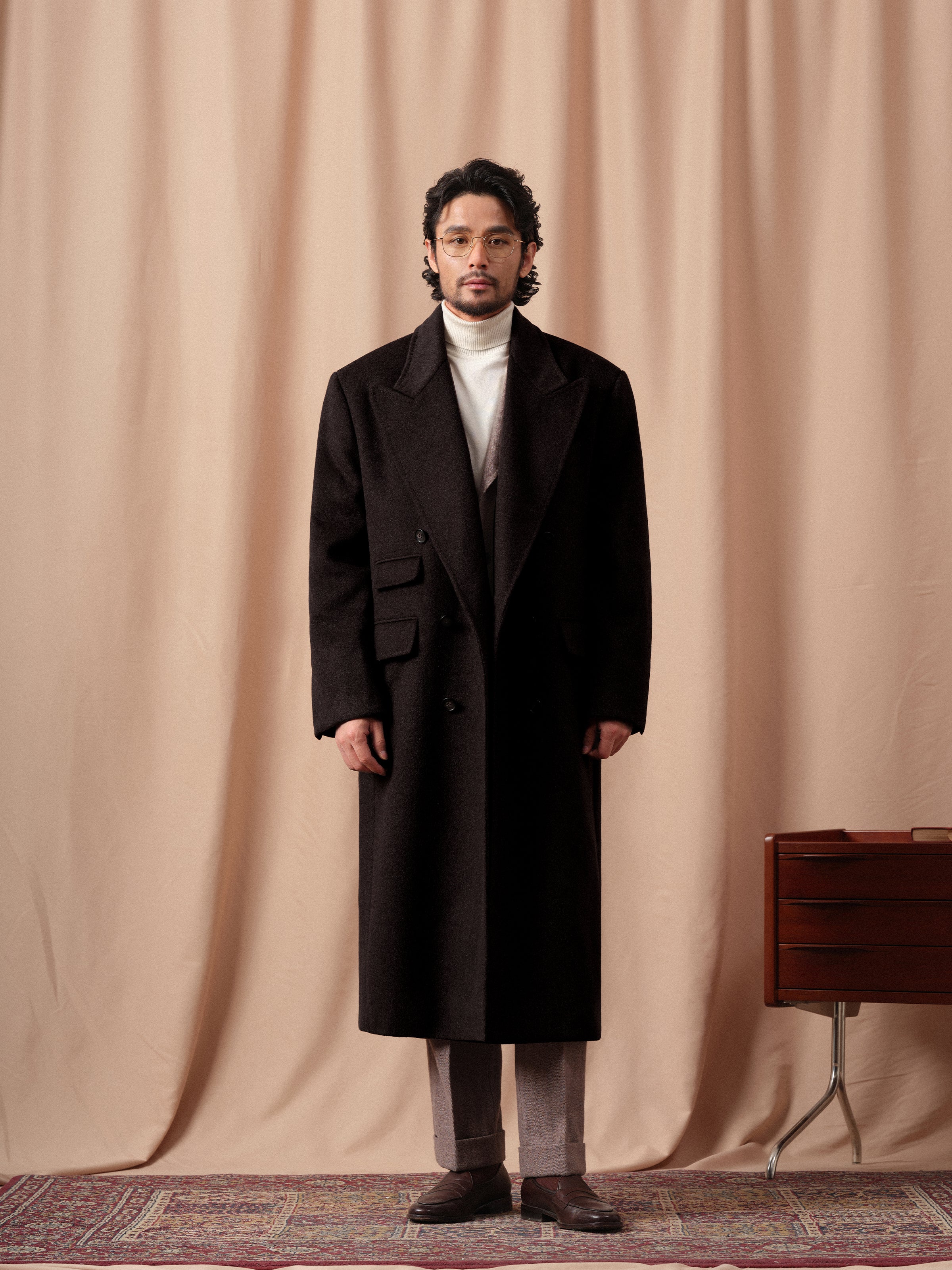 Men's Heavy 100% Wool Double-Breasted Overcoat
