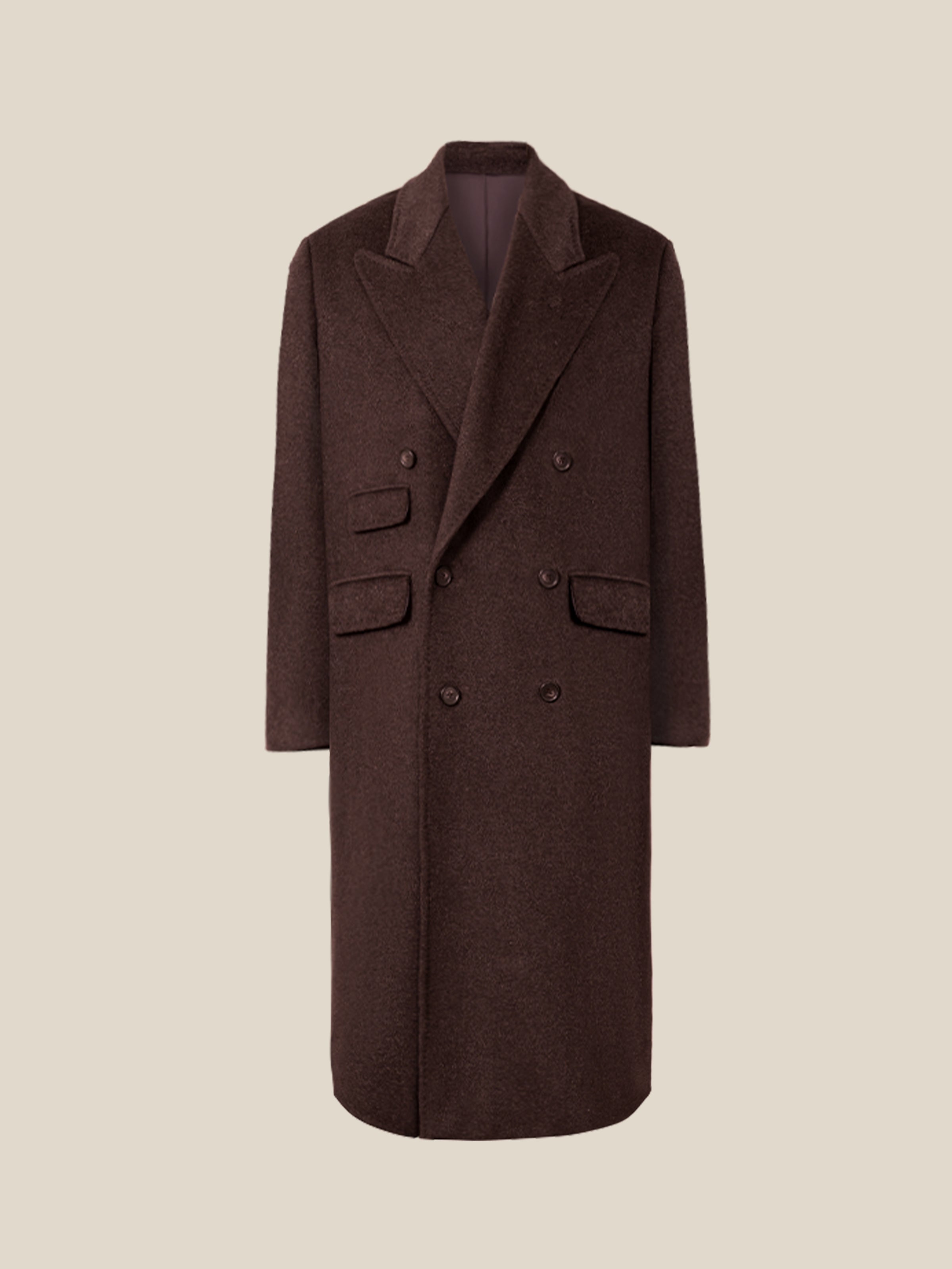 Men's Heavyweight 100% Wool Chester Double-Breasted Overcoat