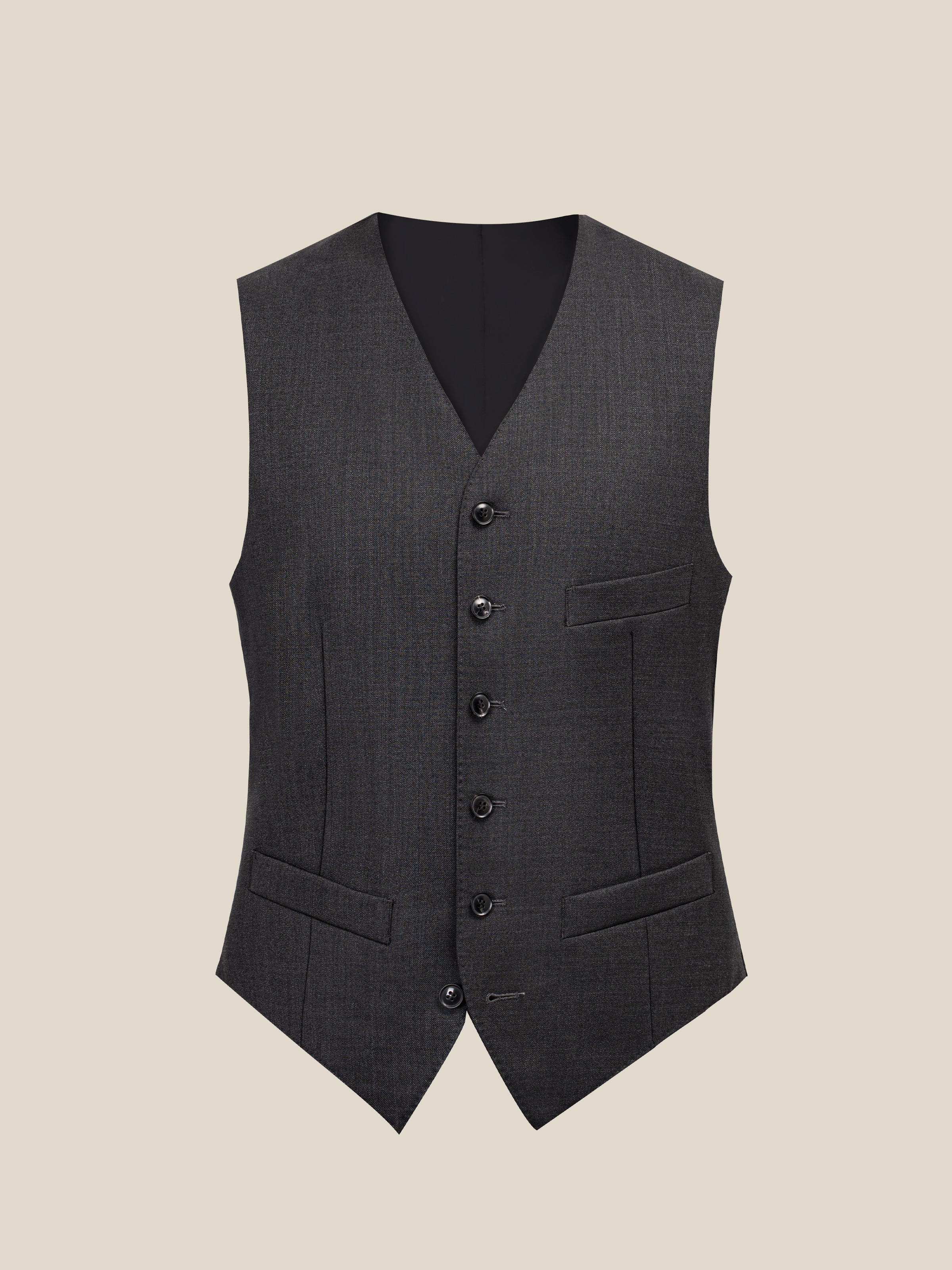 Men's 70% Australian Wool Twill Peak Lapel Vest