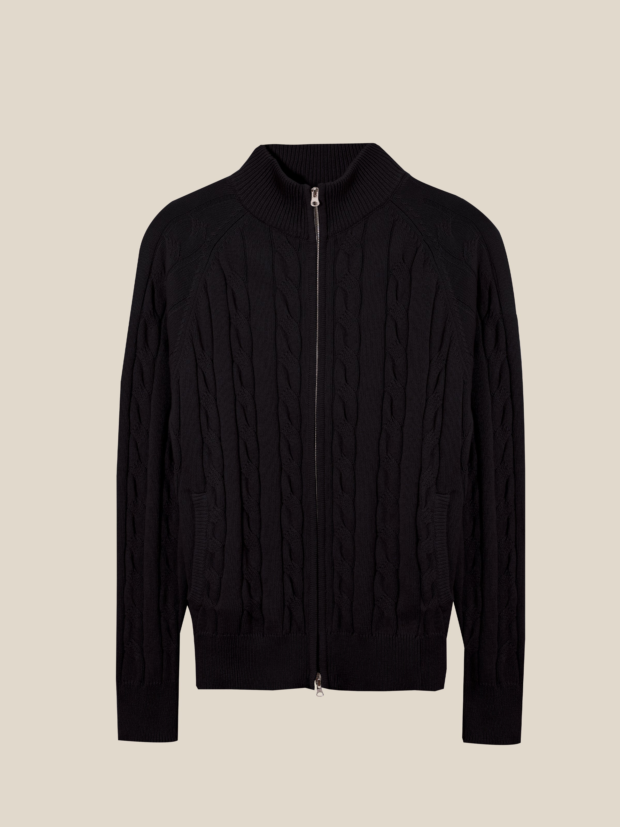 Men's Heavy Cable Knit Zip Cardigan