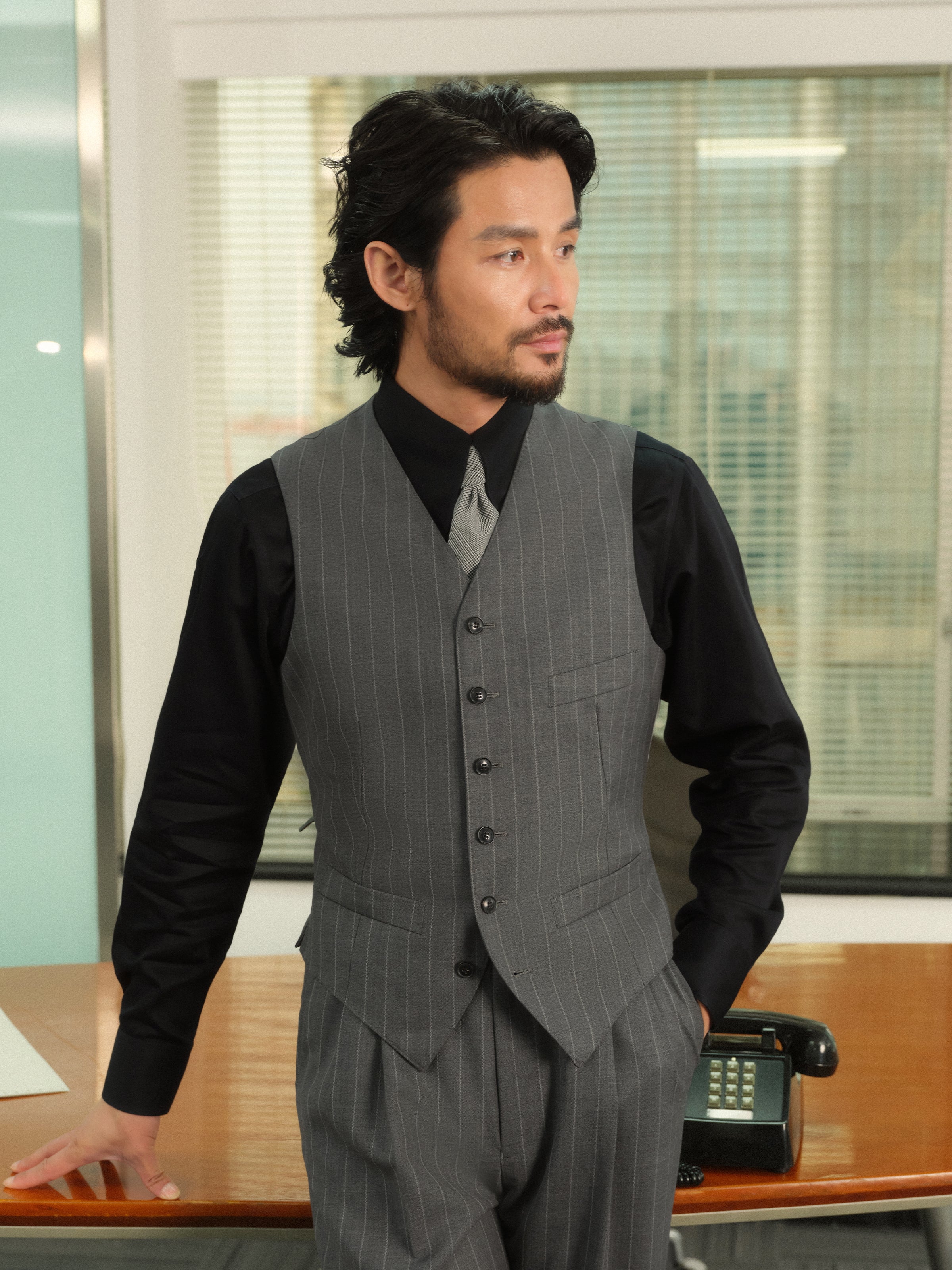 Men's 70% Australian Wool 60s Stripe Suit Vest