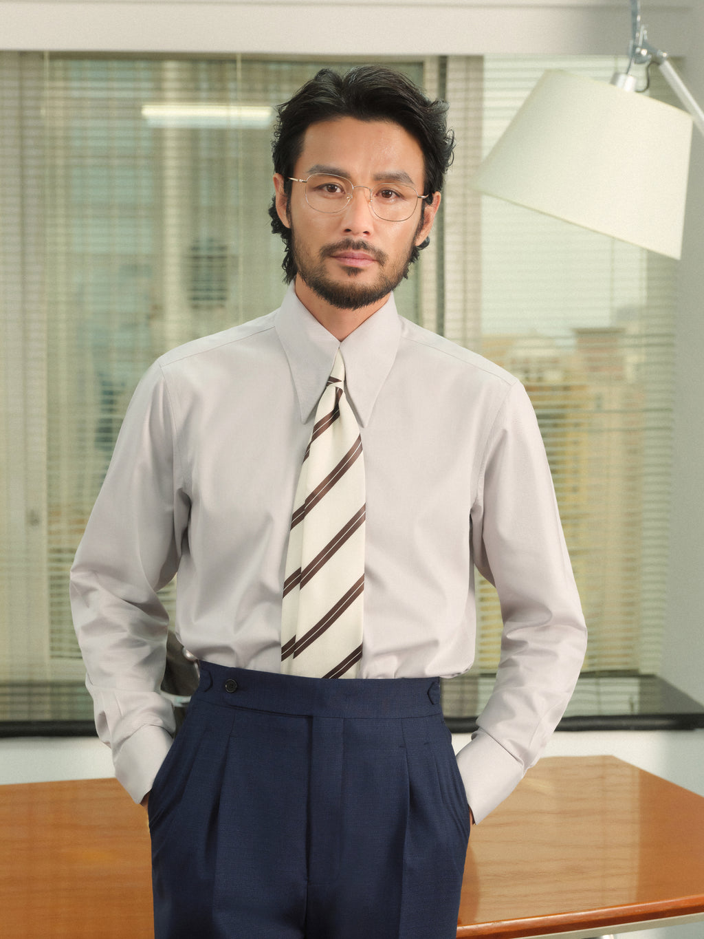 Men's Lu Thai 140s Non-Iron Long Point Collar Shirt