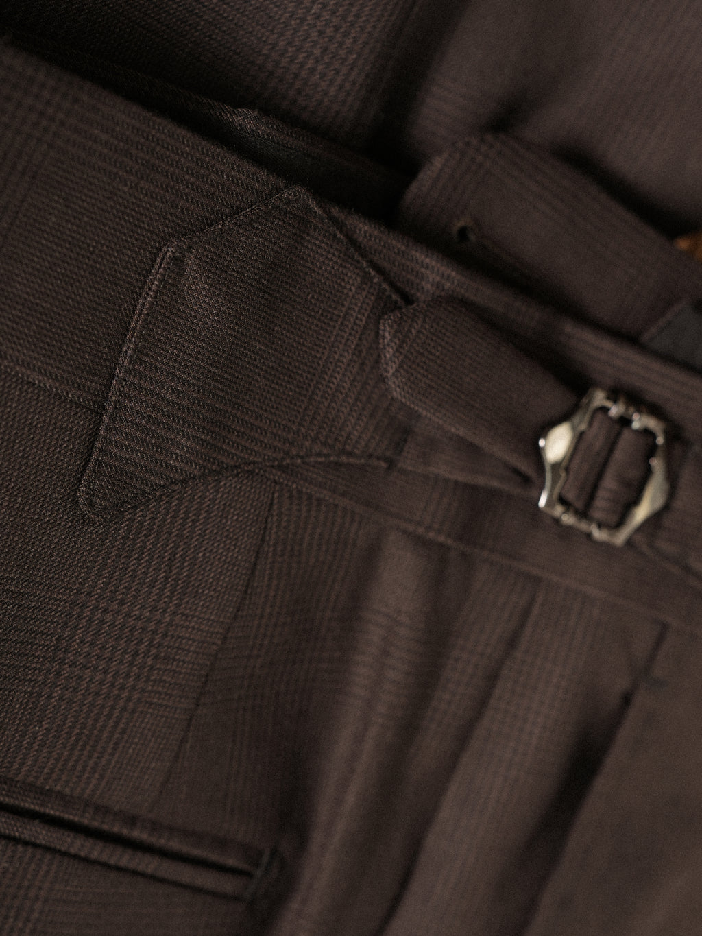 Men's Non-Iron Wool Prince of Wales Check Slim Straight Suit Trousers