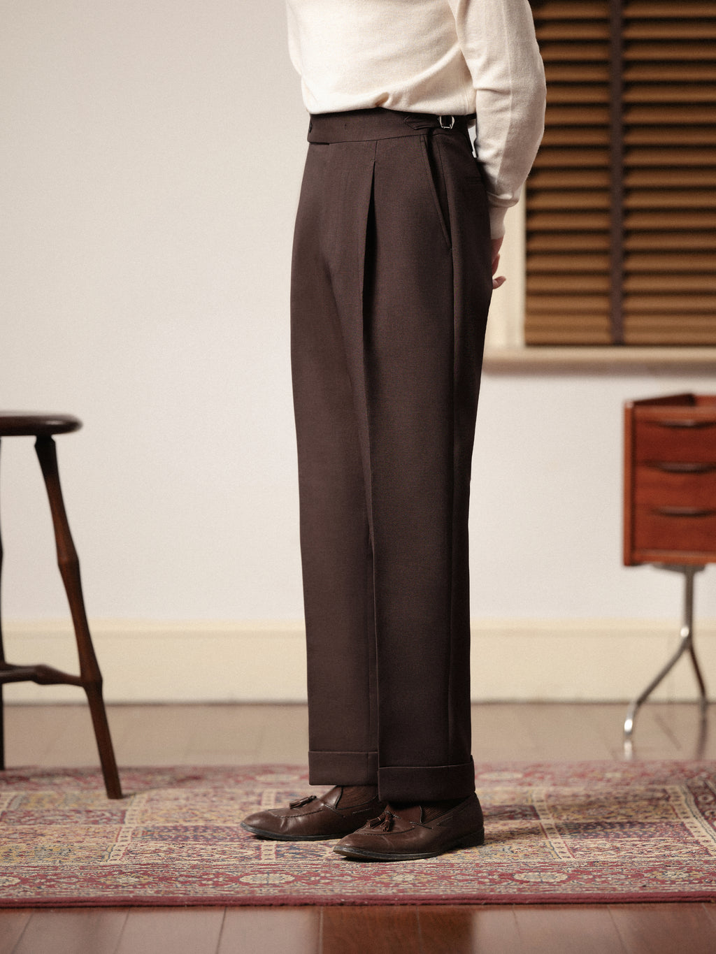 Men's Italian Slim Fit Single Pleat Trousers