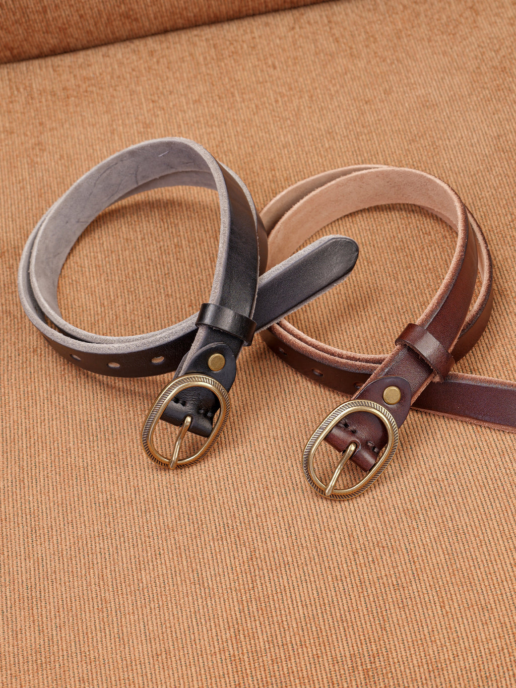 Vegetable-Tanned Woven Thin Leather Belt