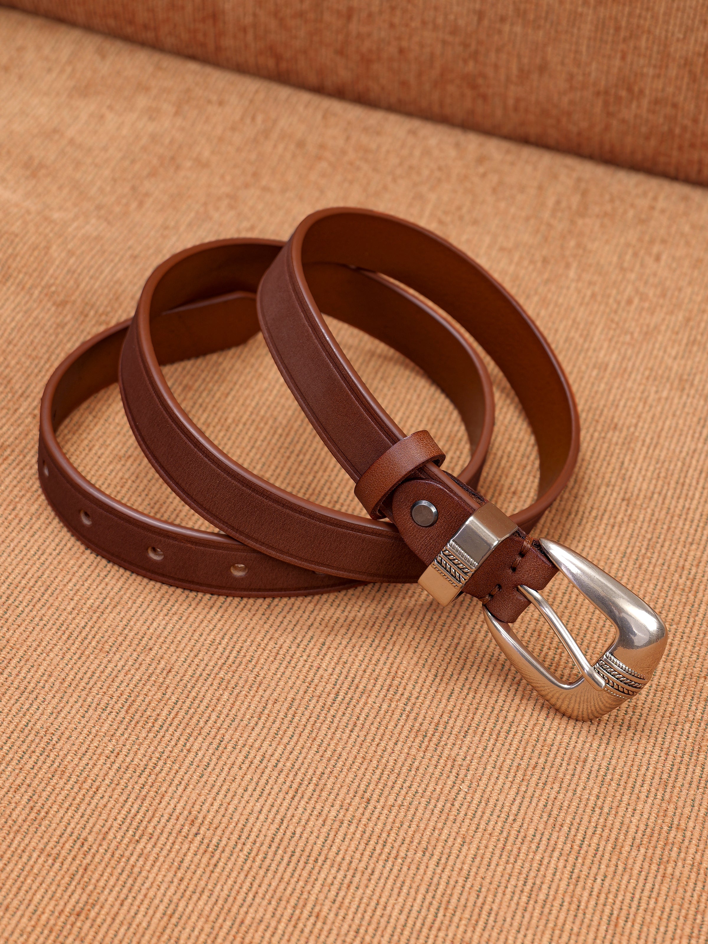 Vegetable-Tanned Woven Thin Leather Belt