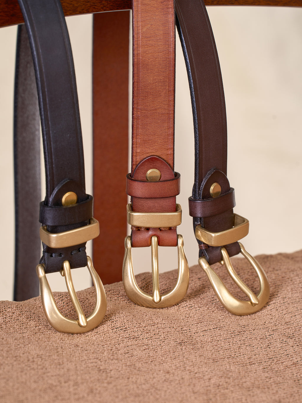 Vintage Versatile Copper Buckle Leather Belt