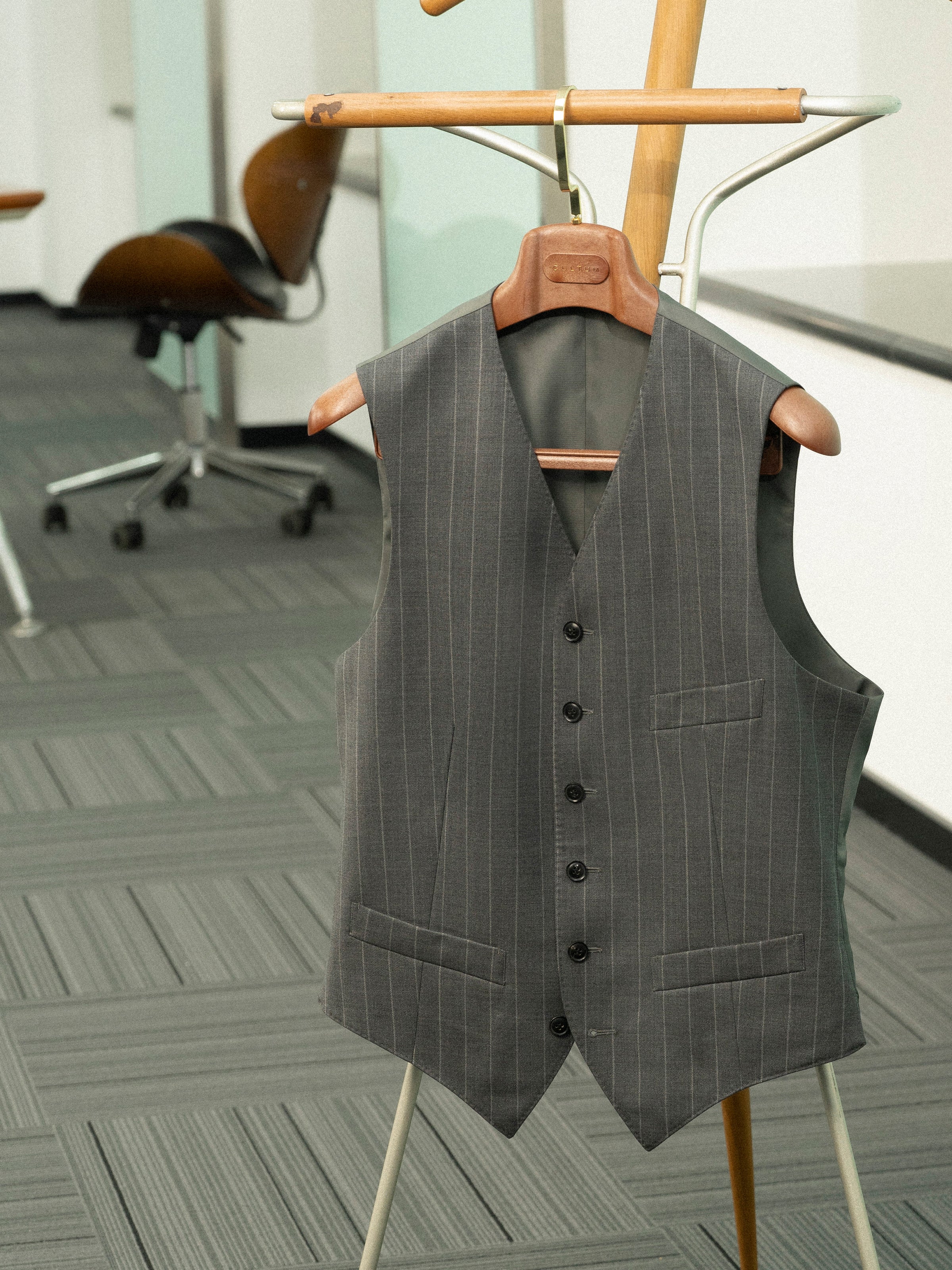 Men's 70% Australian Wool 60s Stripe Suit Vest