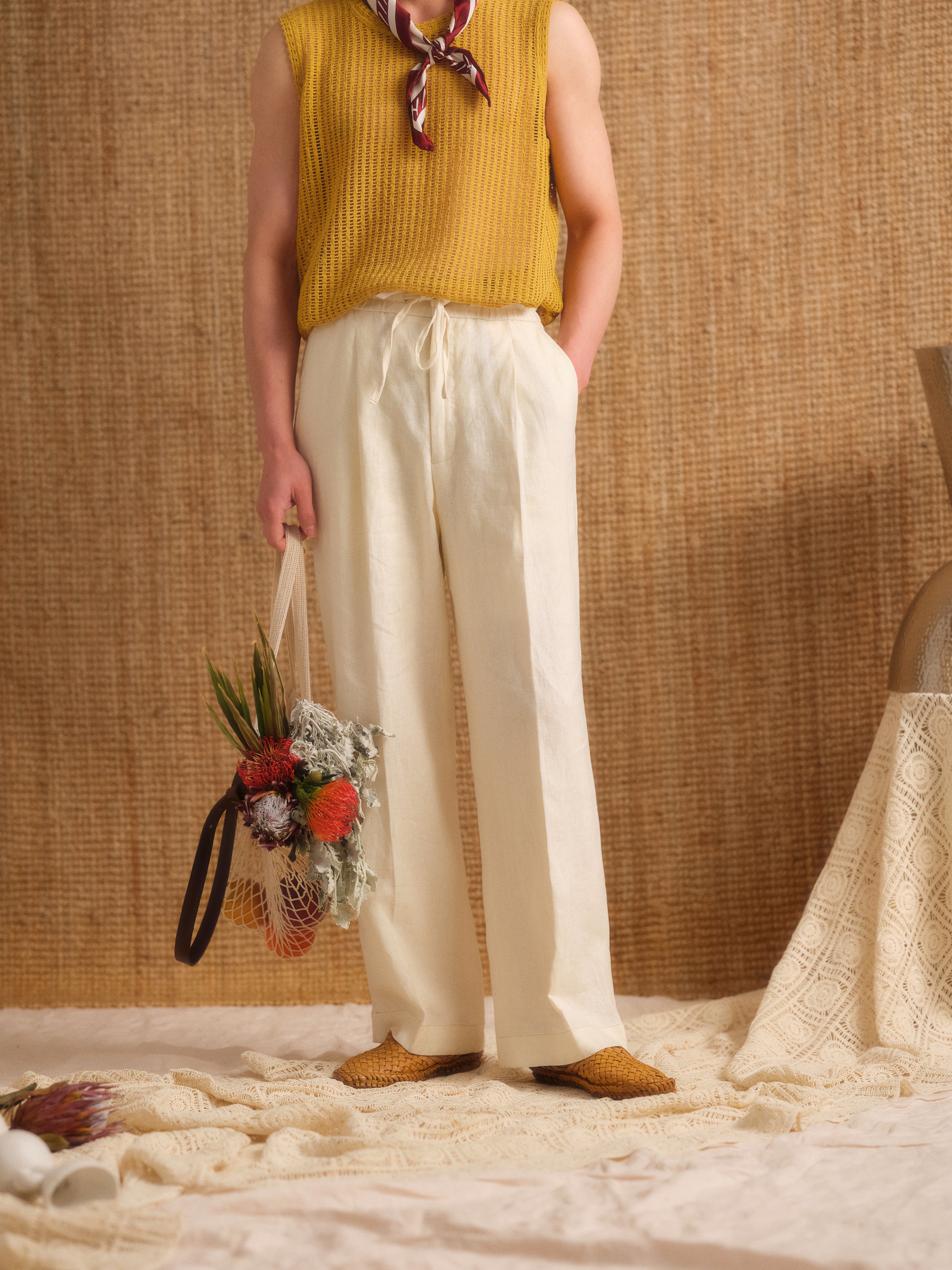 Men's Linen Draped Pants