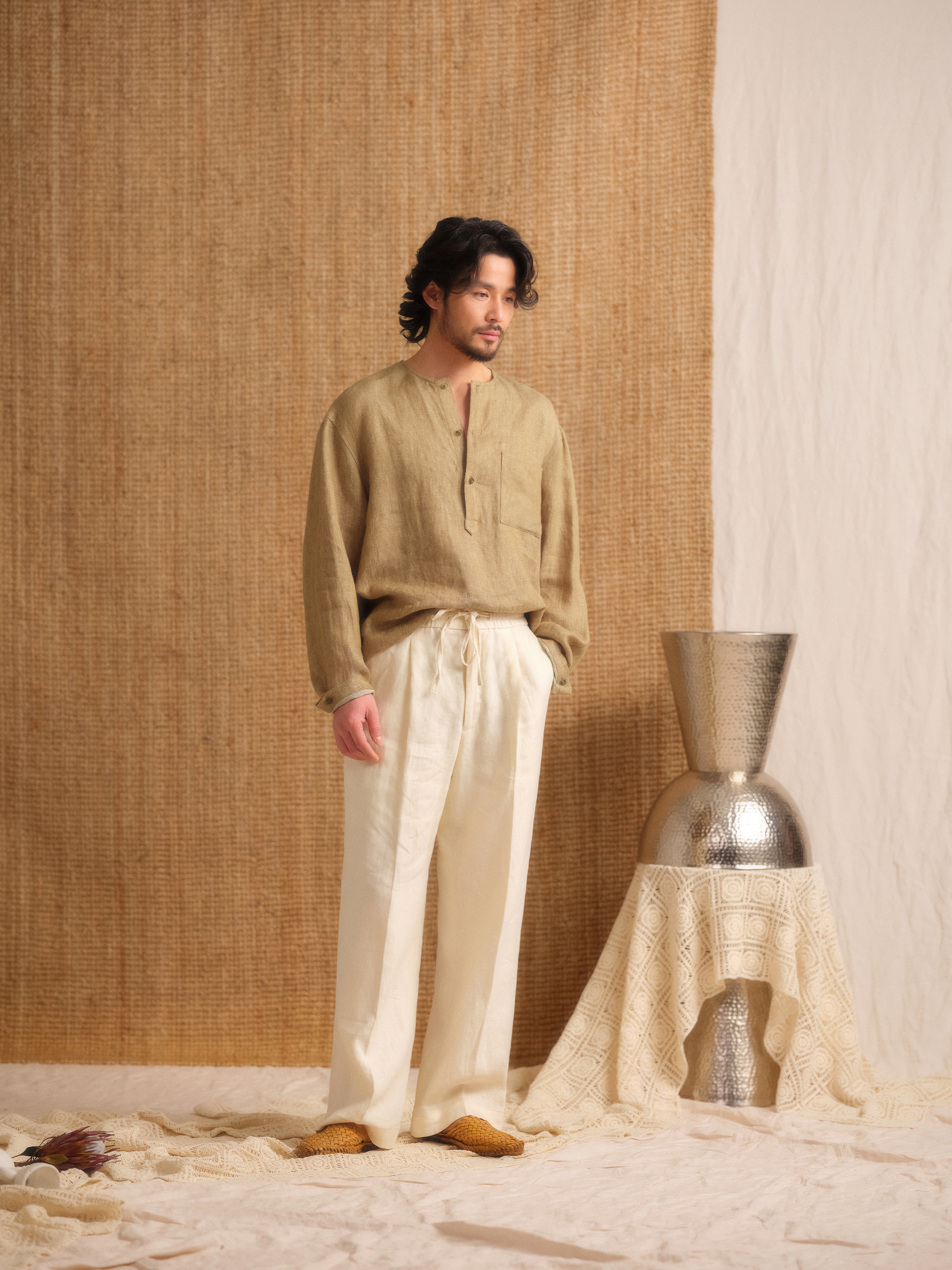 Men's Linen Draped Pants