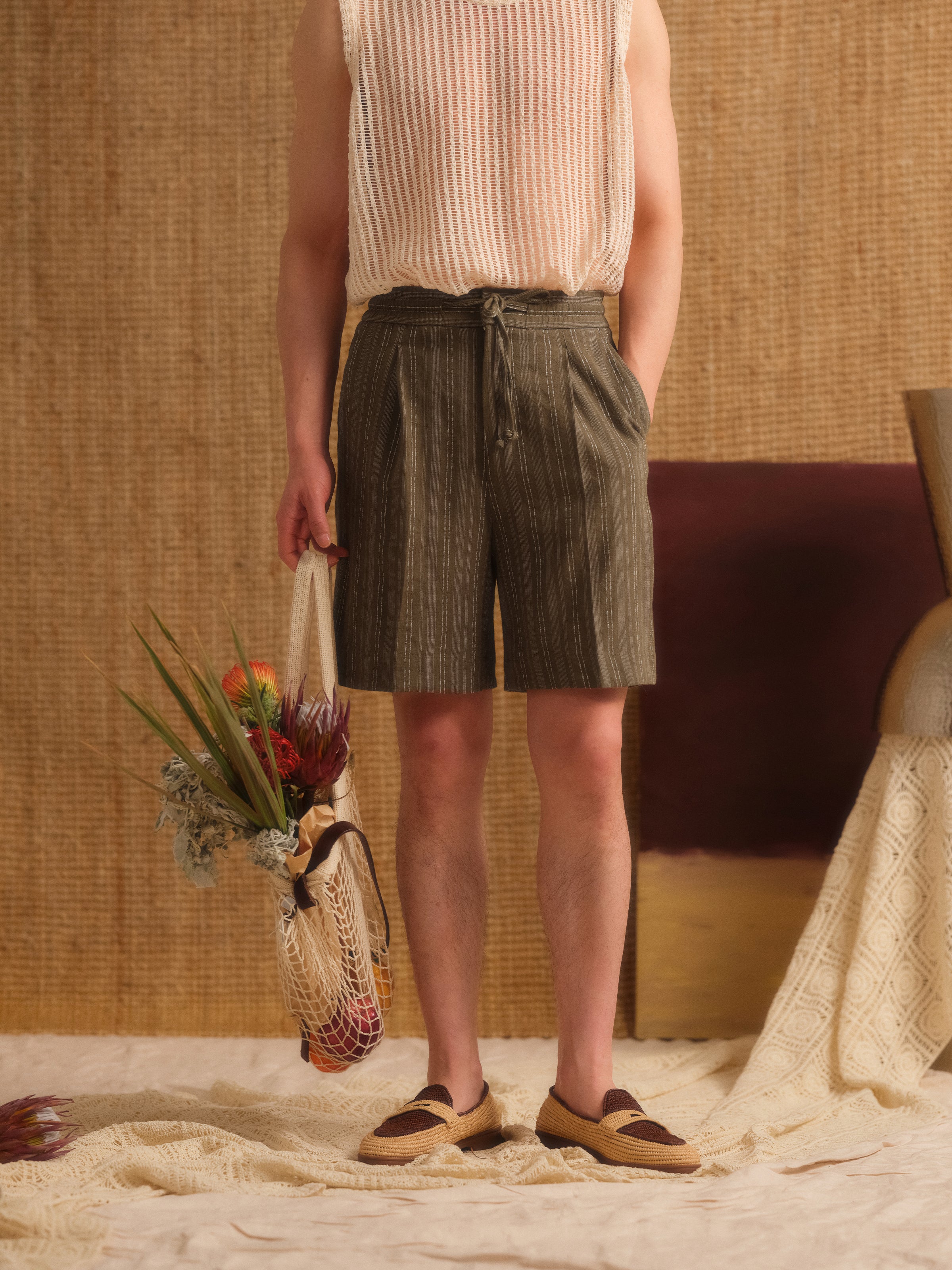 Men's Relaxed Striped Drawstring Shorts