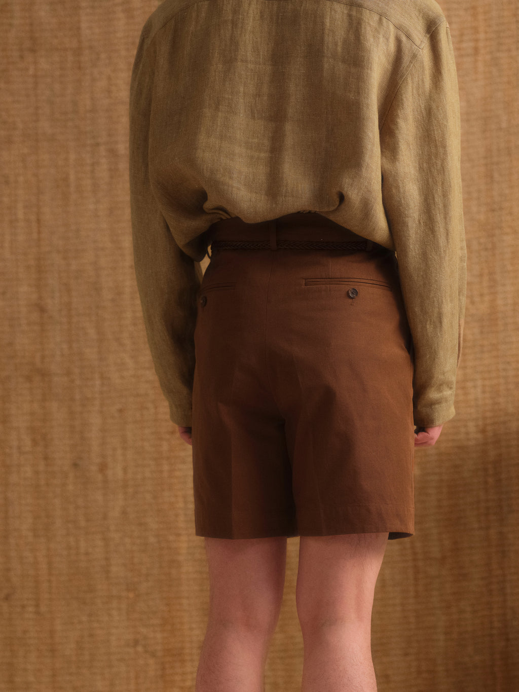 Men's Double-Pleated Straight-Fit Beach Shorts