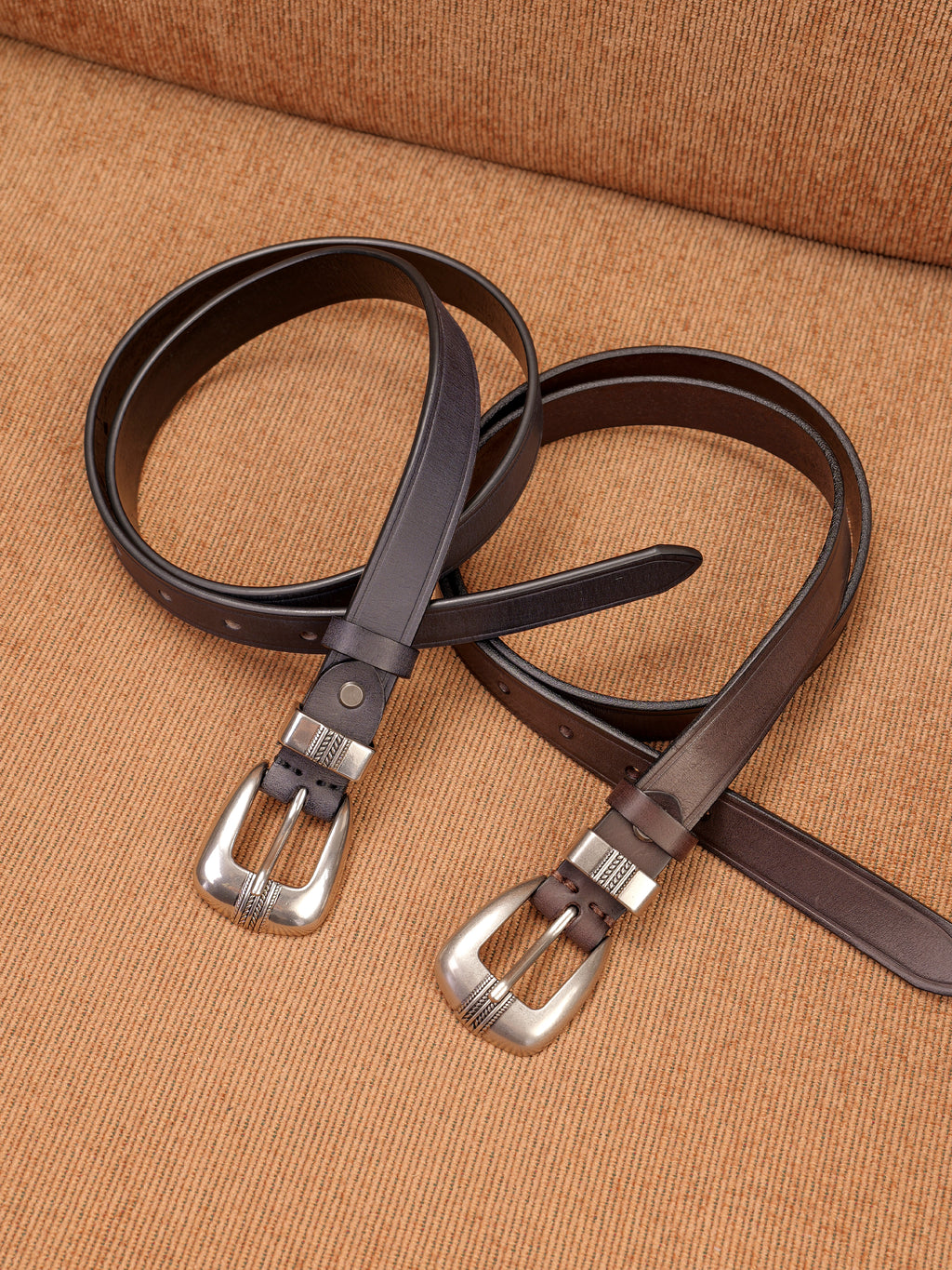 Vegetable-Tanned Woven Thin Leather Belt
