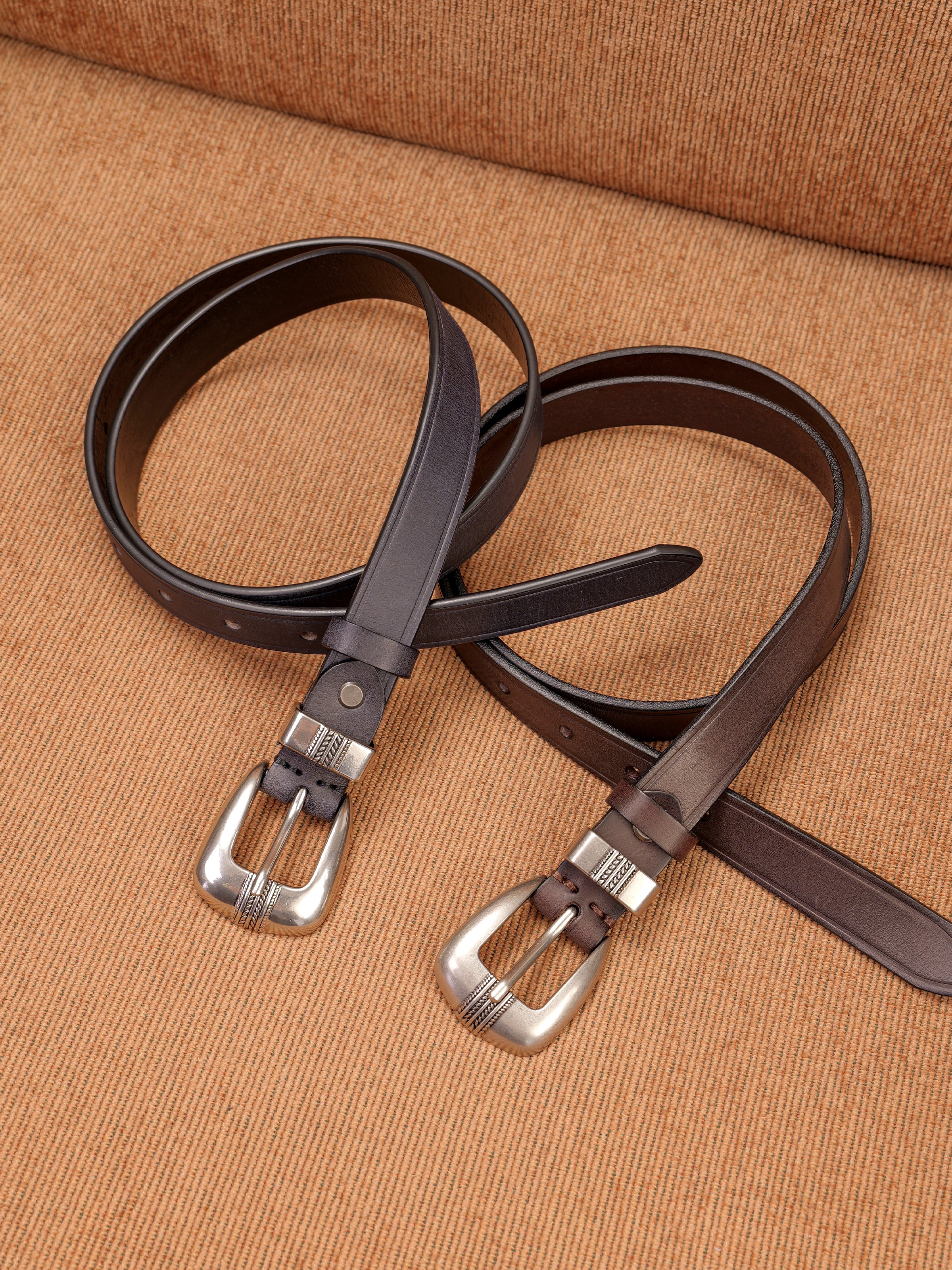 Vegetable-Tanned Woven Thin Leather Belt