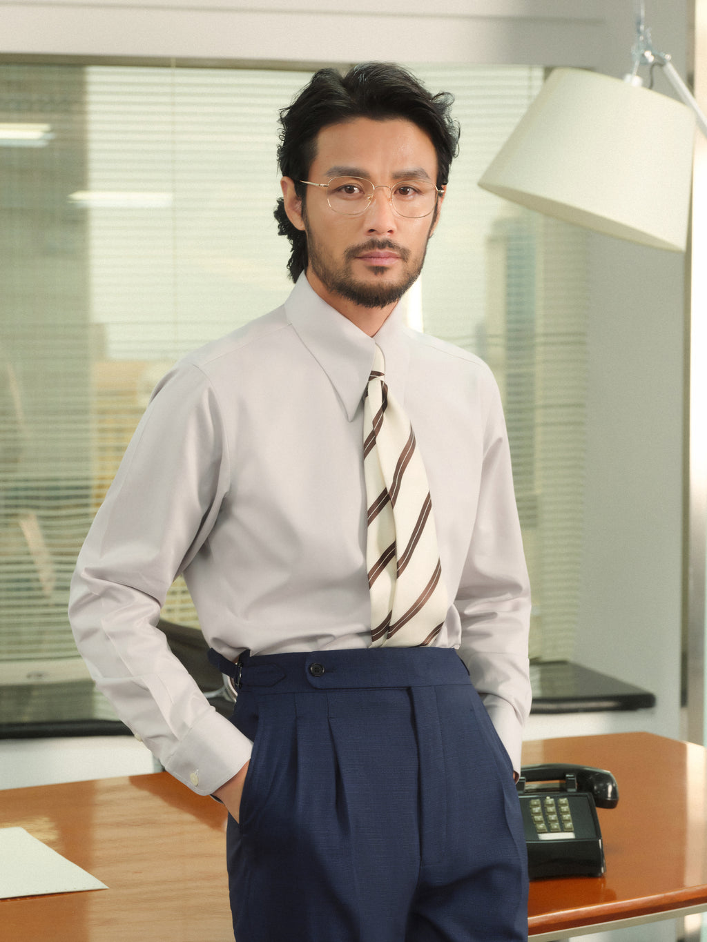 Men's Lu Thai 140s Non-Iron Long Point Collar Shirt