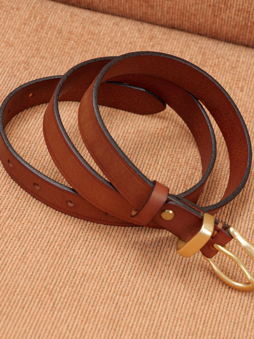 Vintage Versatile Copper Buckle Leather Belt