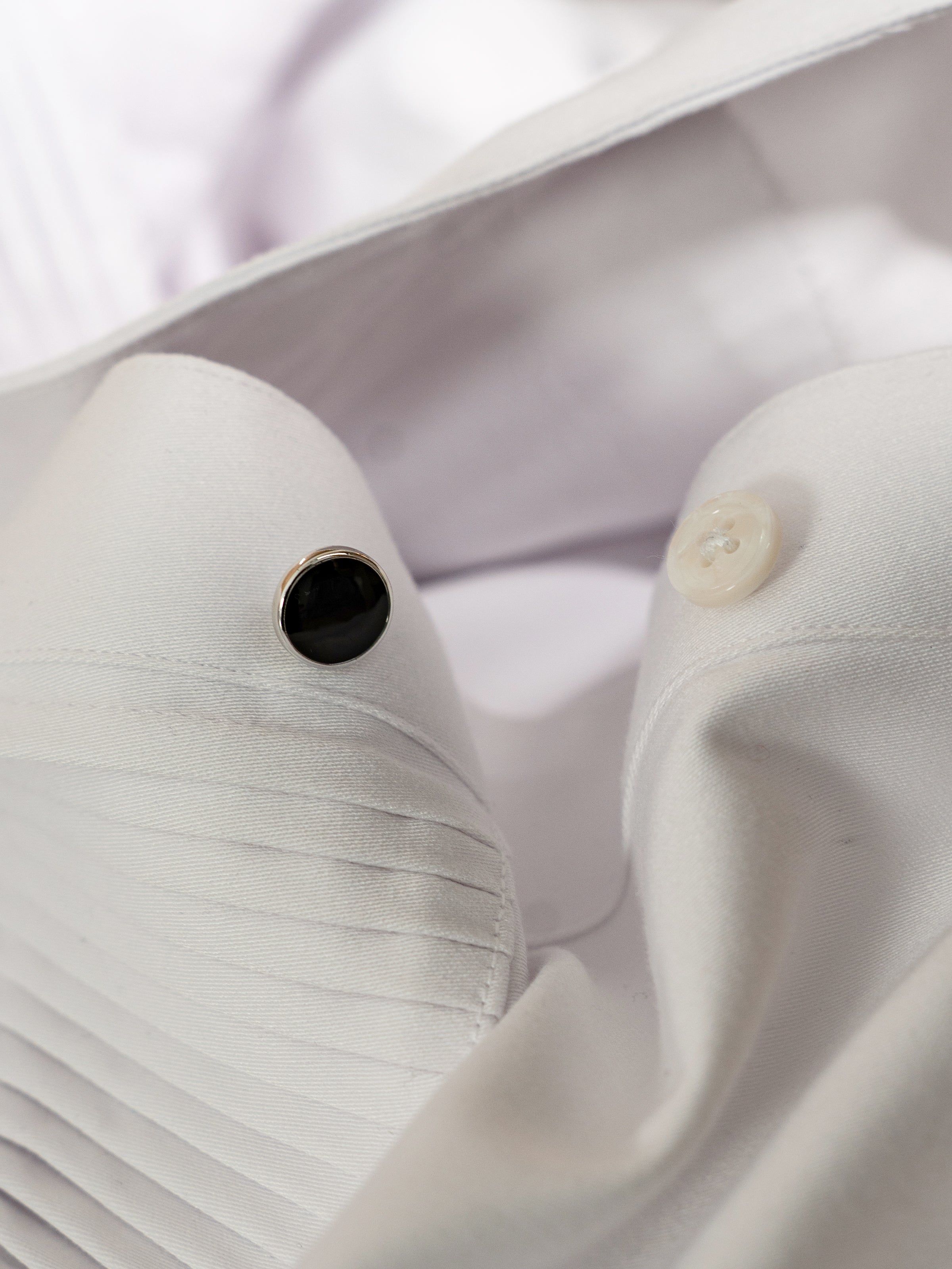 Men's Wing Collar Tuxedo Shirt with French Cuffs and Pleated Front