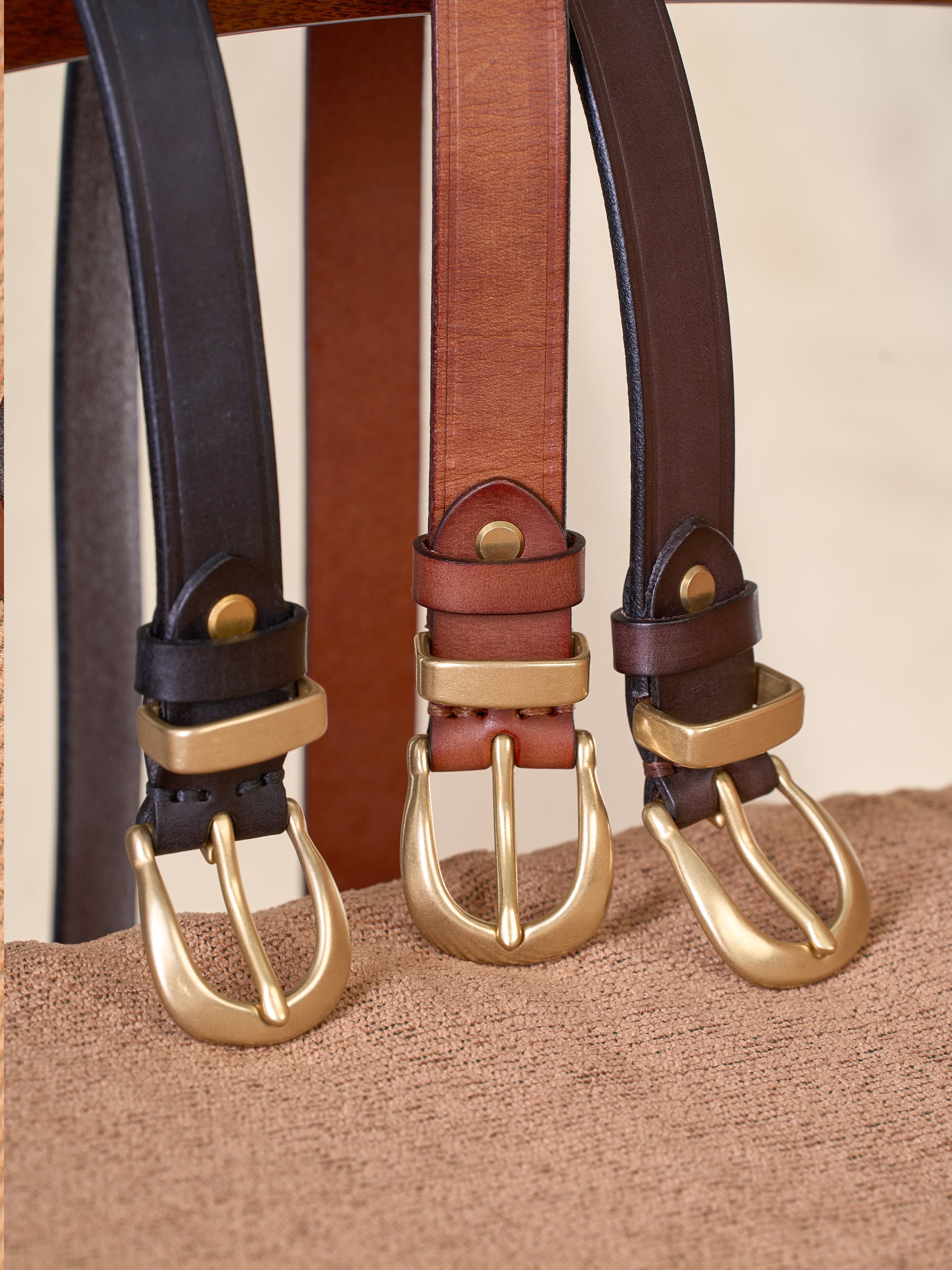 Vintage Versatile Copper Buckle Leather Belt