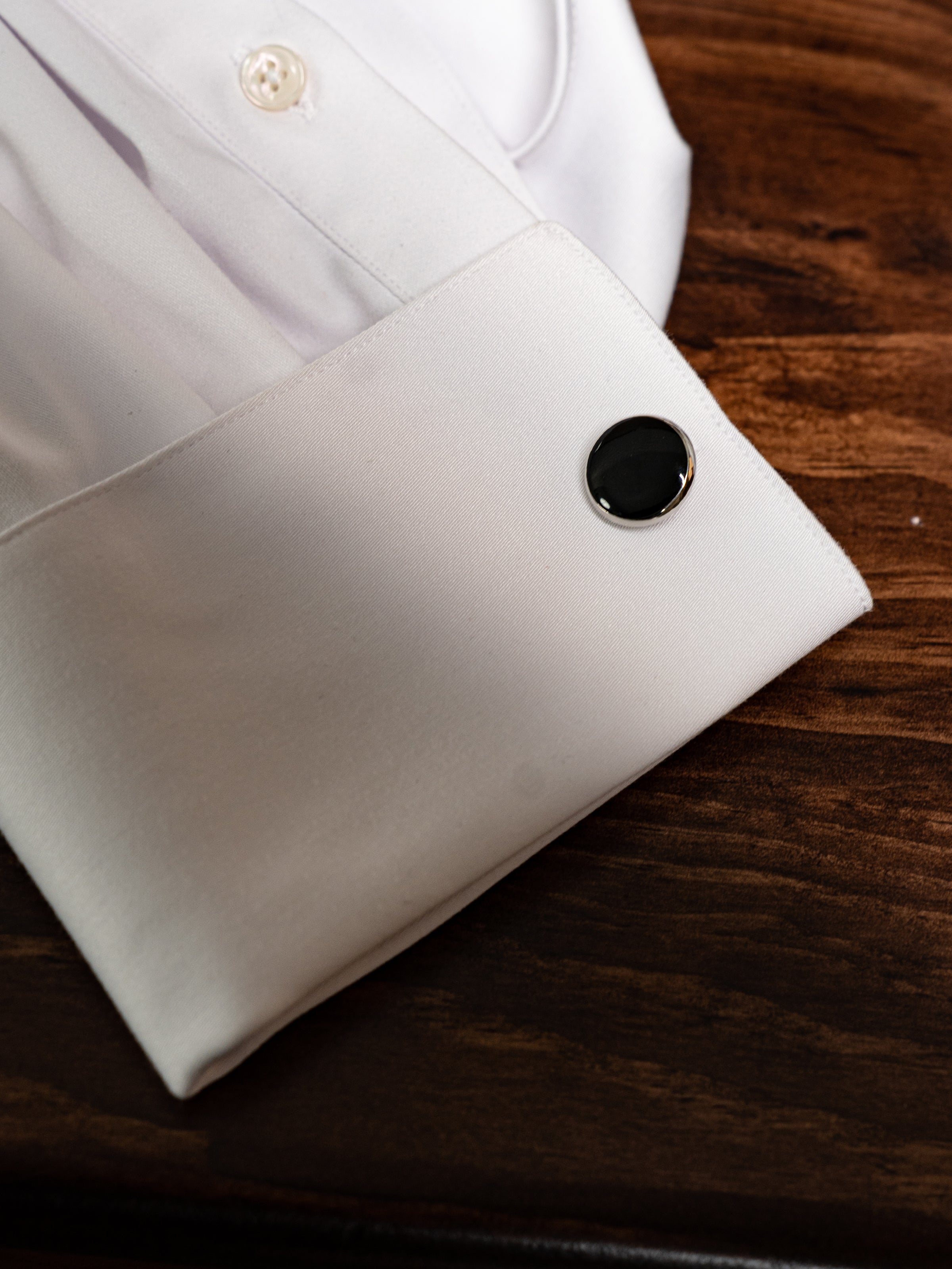 Men's Wing Collar Tuxedo Shirt with French Cuffs and Pleated Front