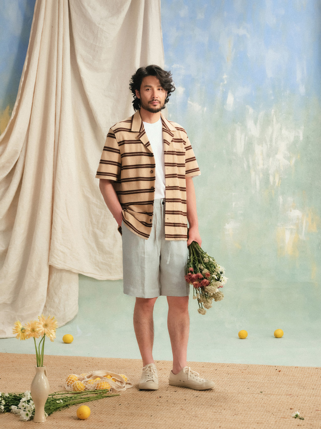 Men's French Linen Drawstring Shorts