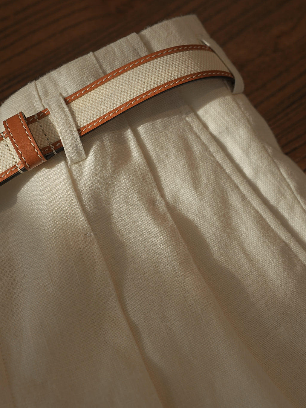 Off-White Normandy Linen Pleated Bermuda Shorts