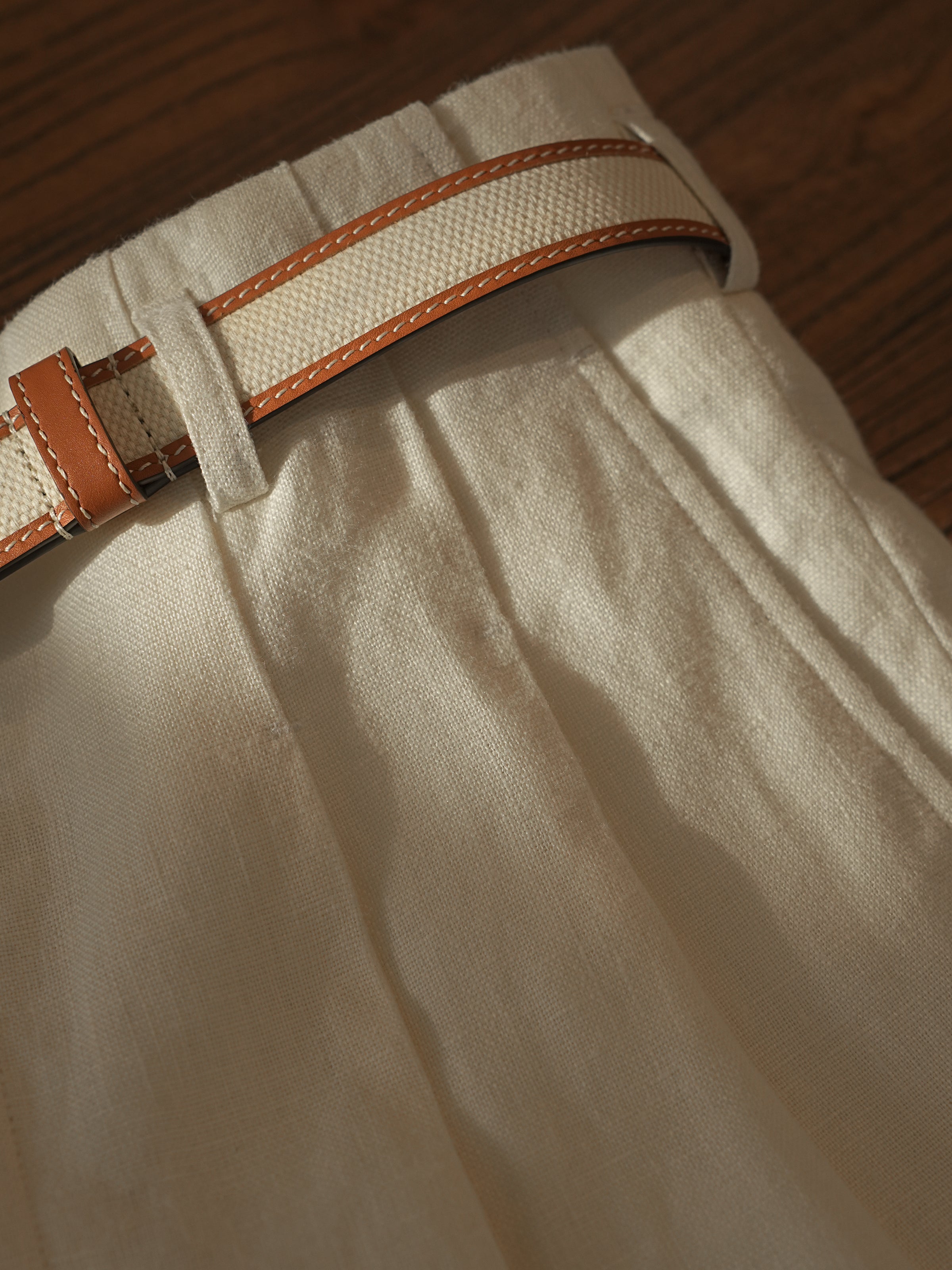 Off-White Normandy Linen Pleated Bermuda Shorts