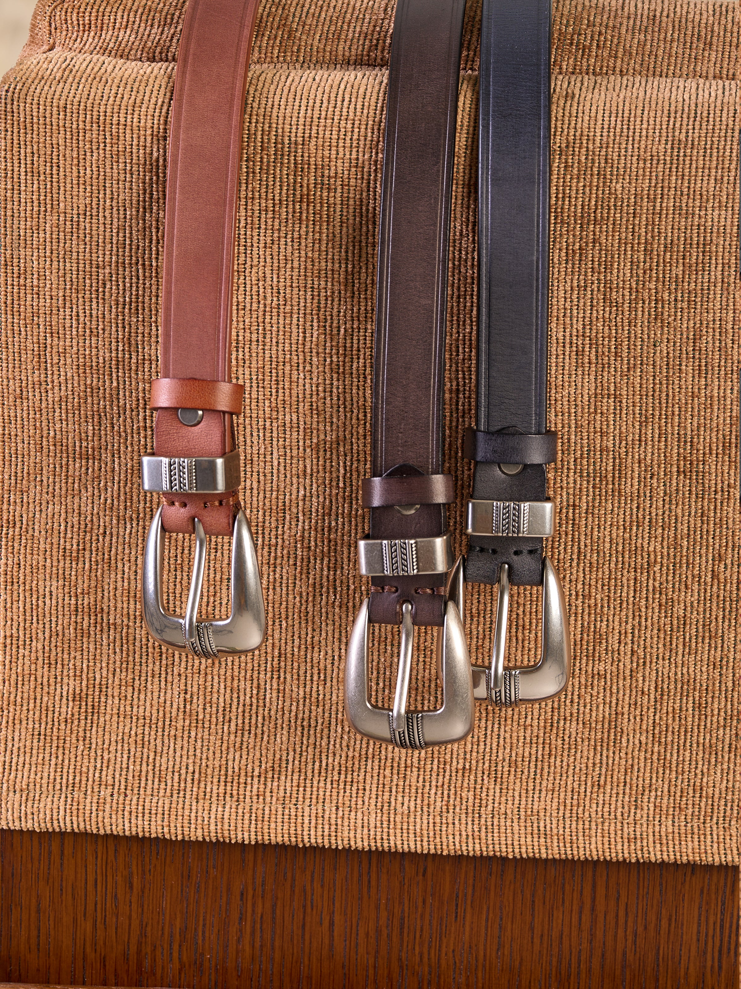 Vegetable-Tanned Woven Thin Leather Belt