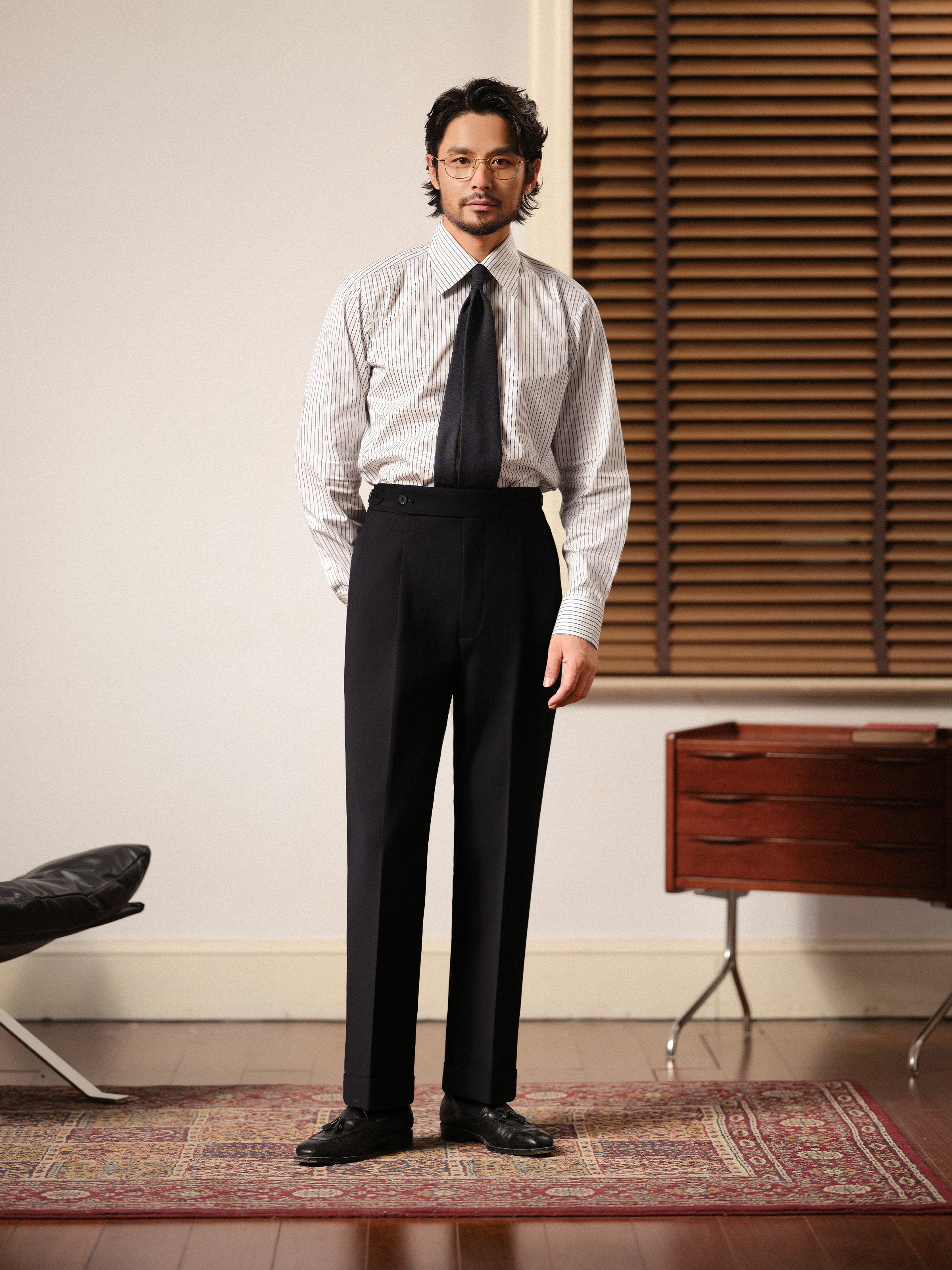 Men's Slim-Fit Straight-Leg Single Pleat Trousers