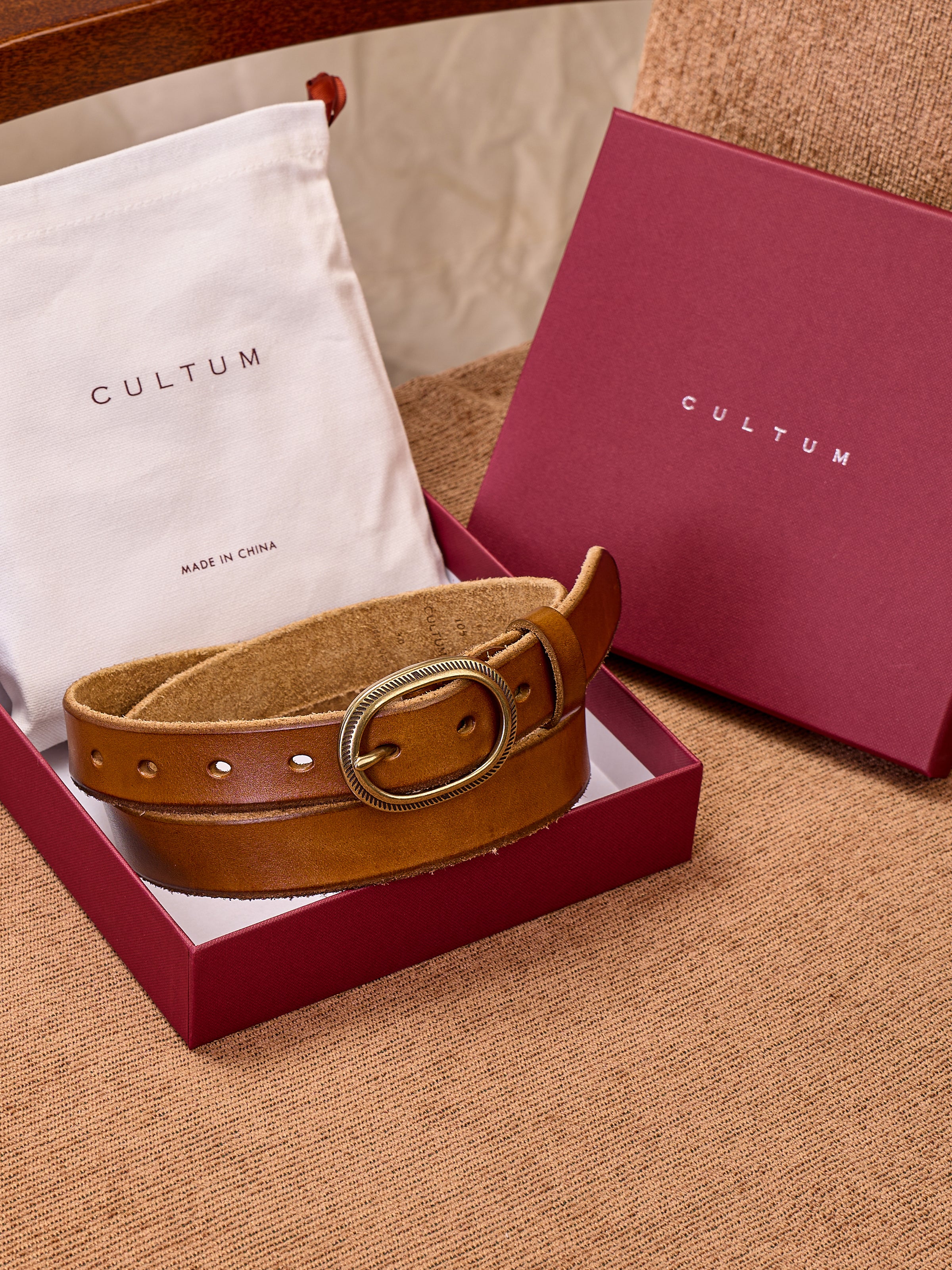 Vegetable-Tanned Woven Thin Leather Belt