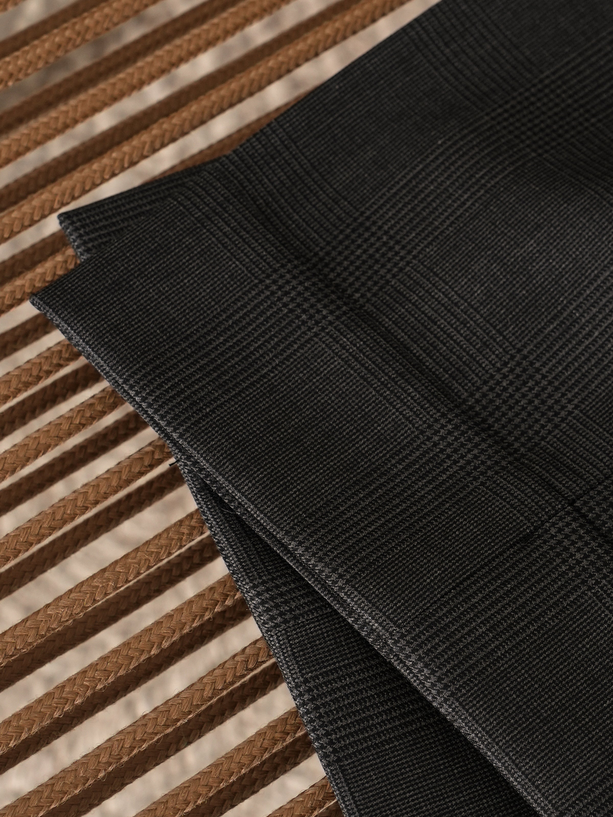 Men's 50% Wool Prince of Wales Check Straight-Leg Business Trousers