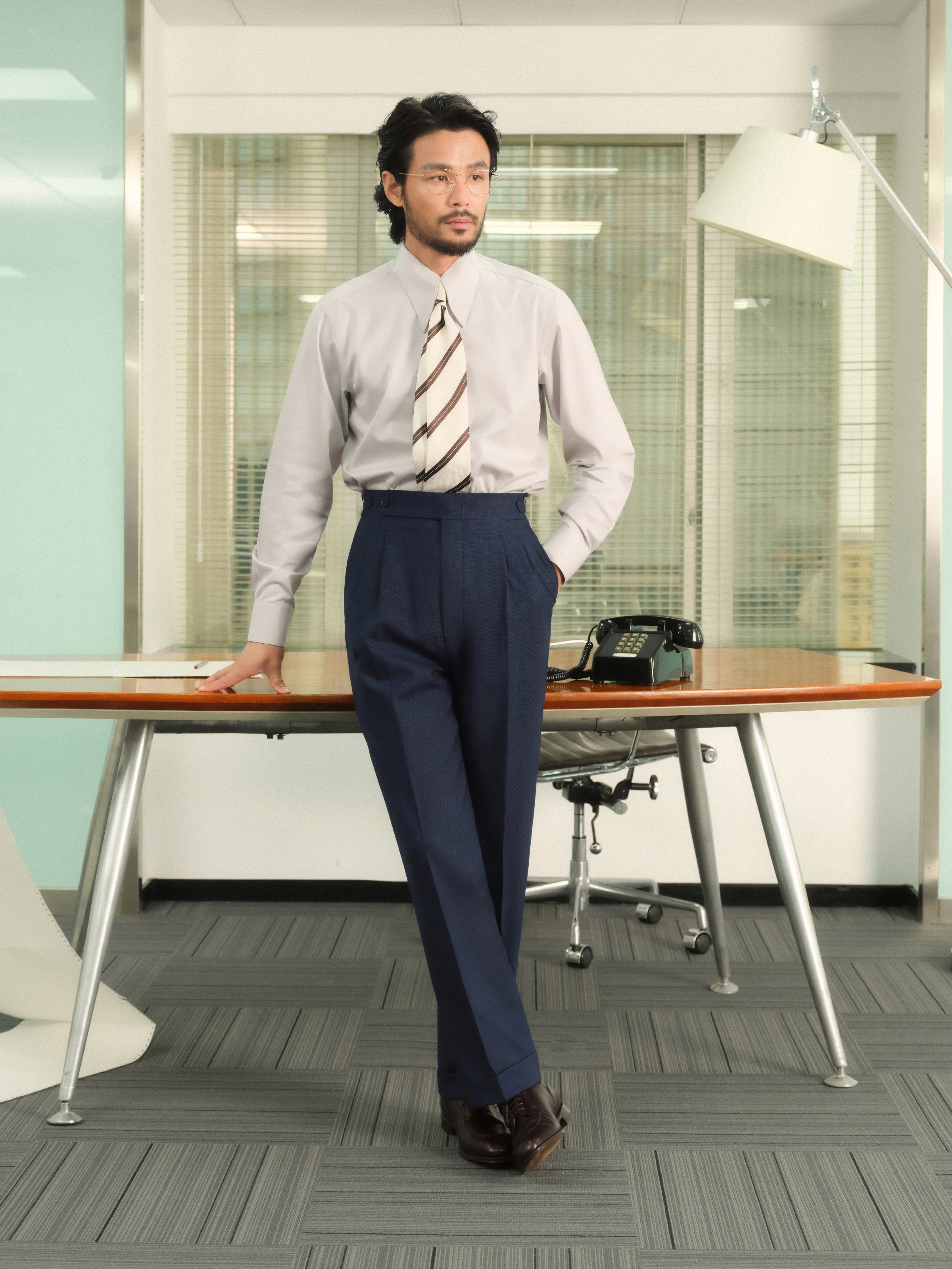 Men's Lu Thai 140s Non-Iron Long Point Collar Shirt