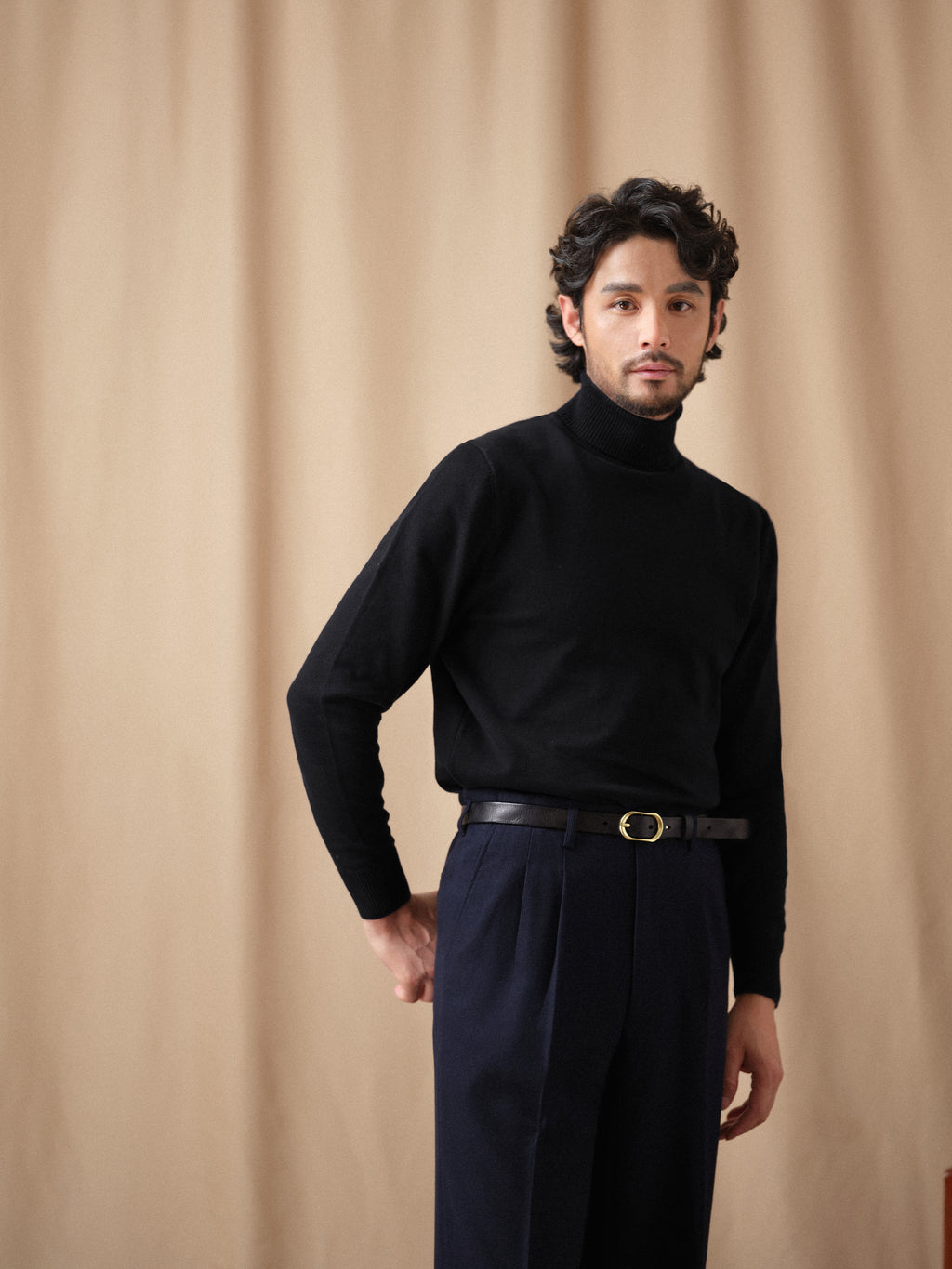 Machine-Washable 14-Gauge Cotton Cashmere Turtleneck