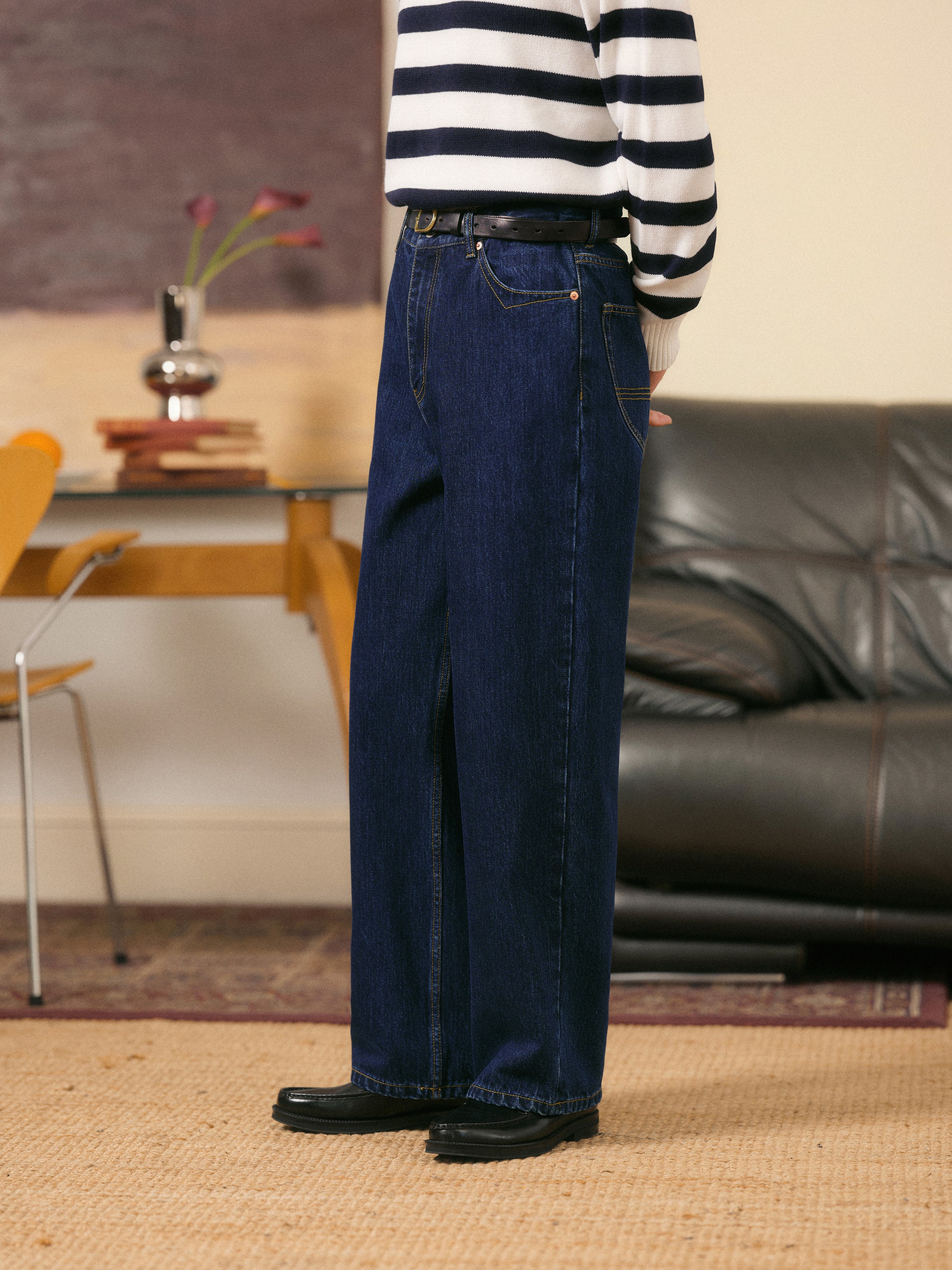 Vintage Ivy Washed Cotton Jeans for Men