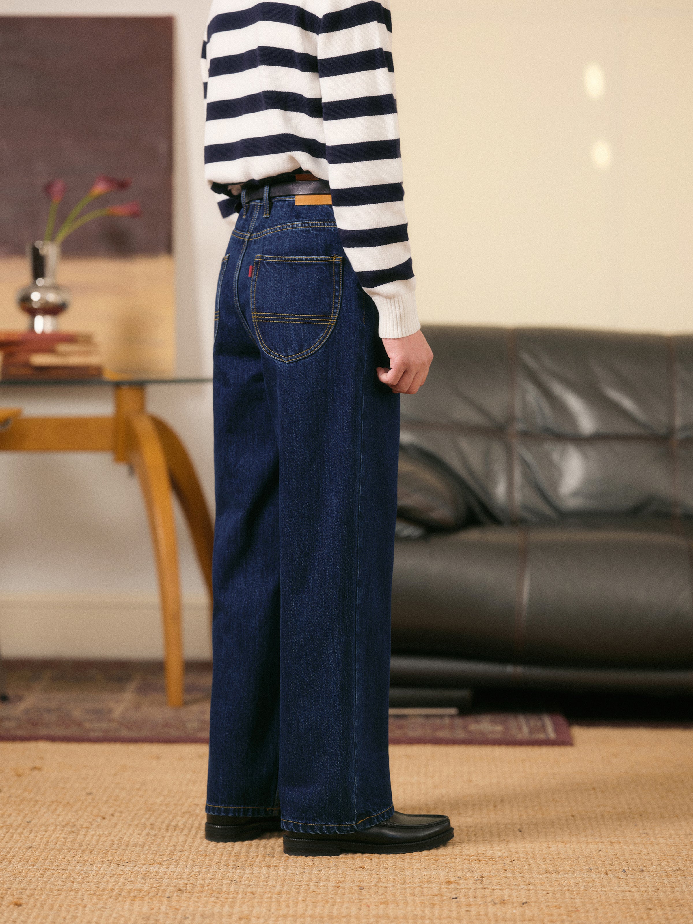 Men's High-Waisted Relaxed Fit Denim Pants