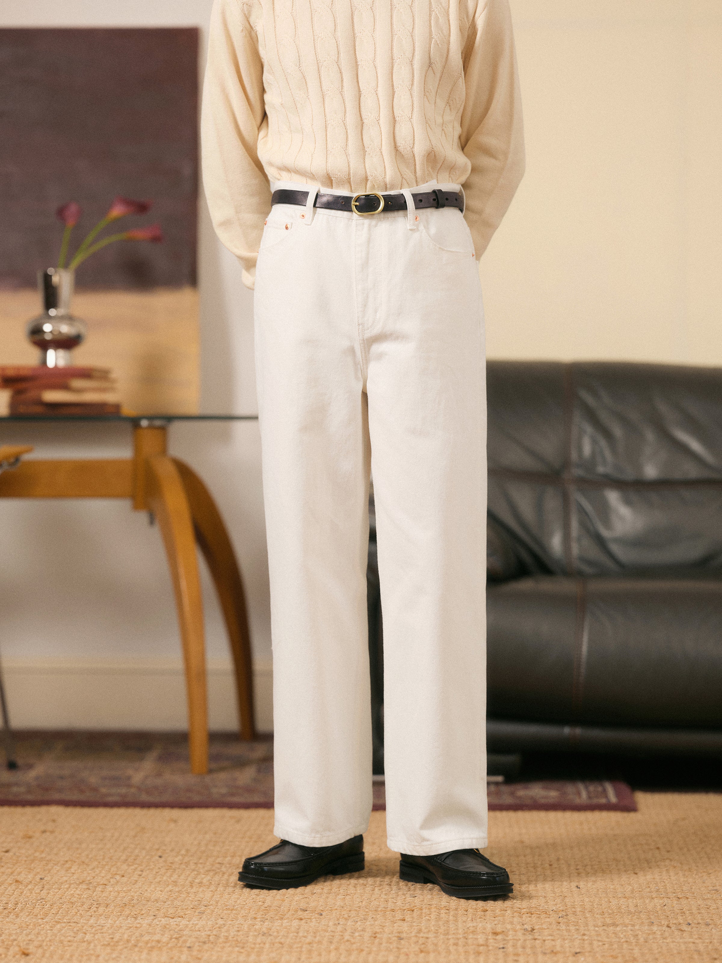 Men's High-Waisted Relaxed Fit Denim Pants