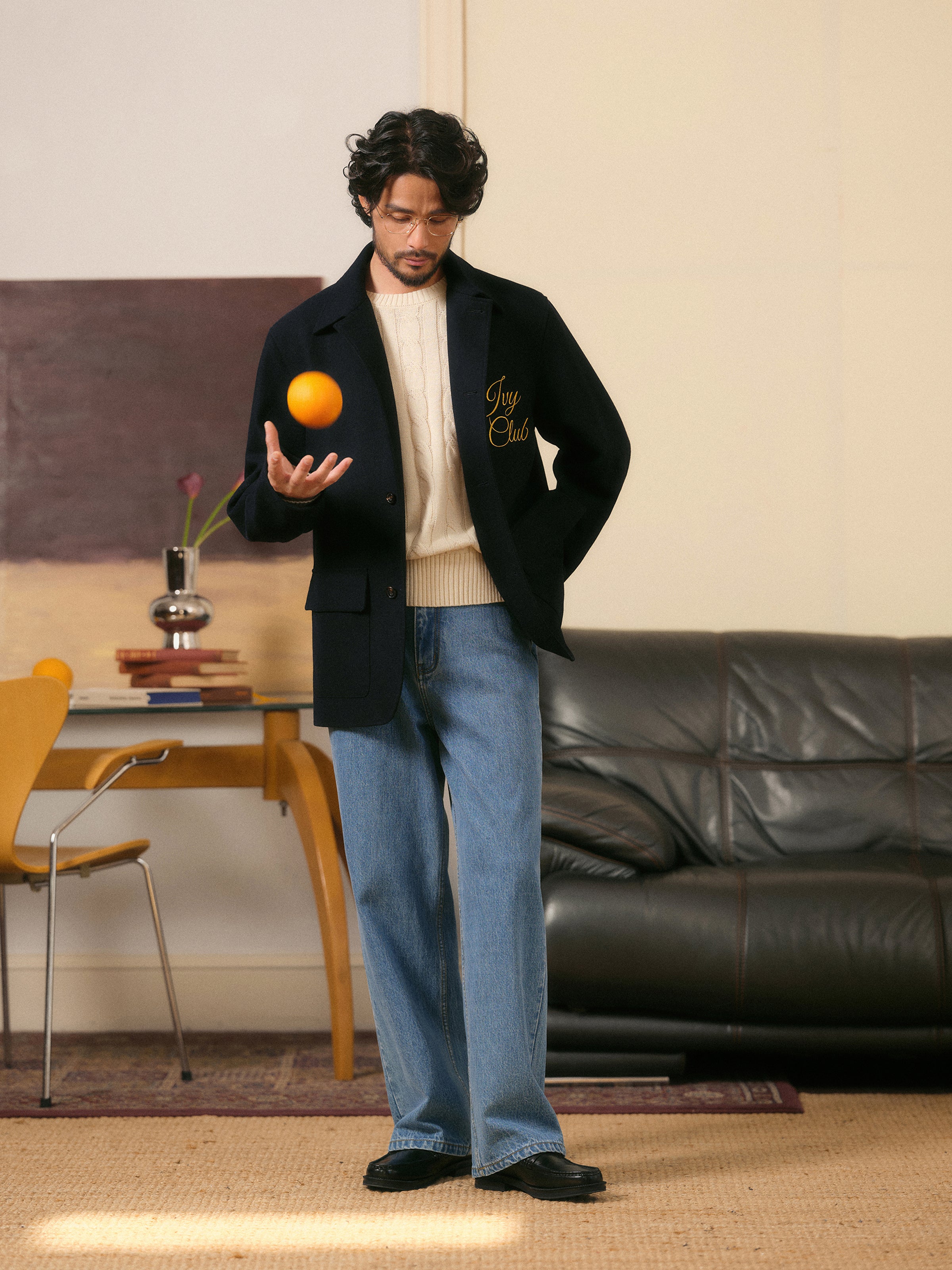 Vintage Ivy Washed Cotton Jeans for Men