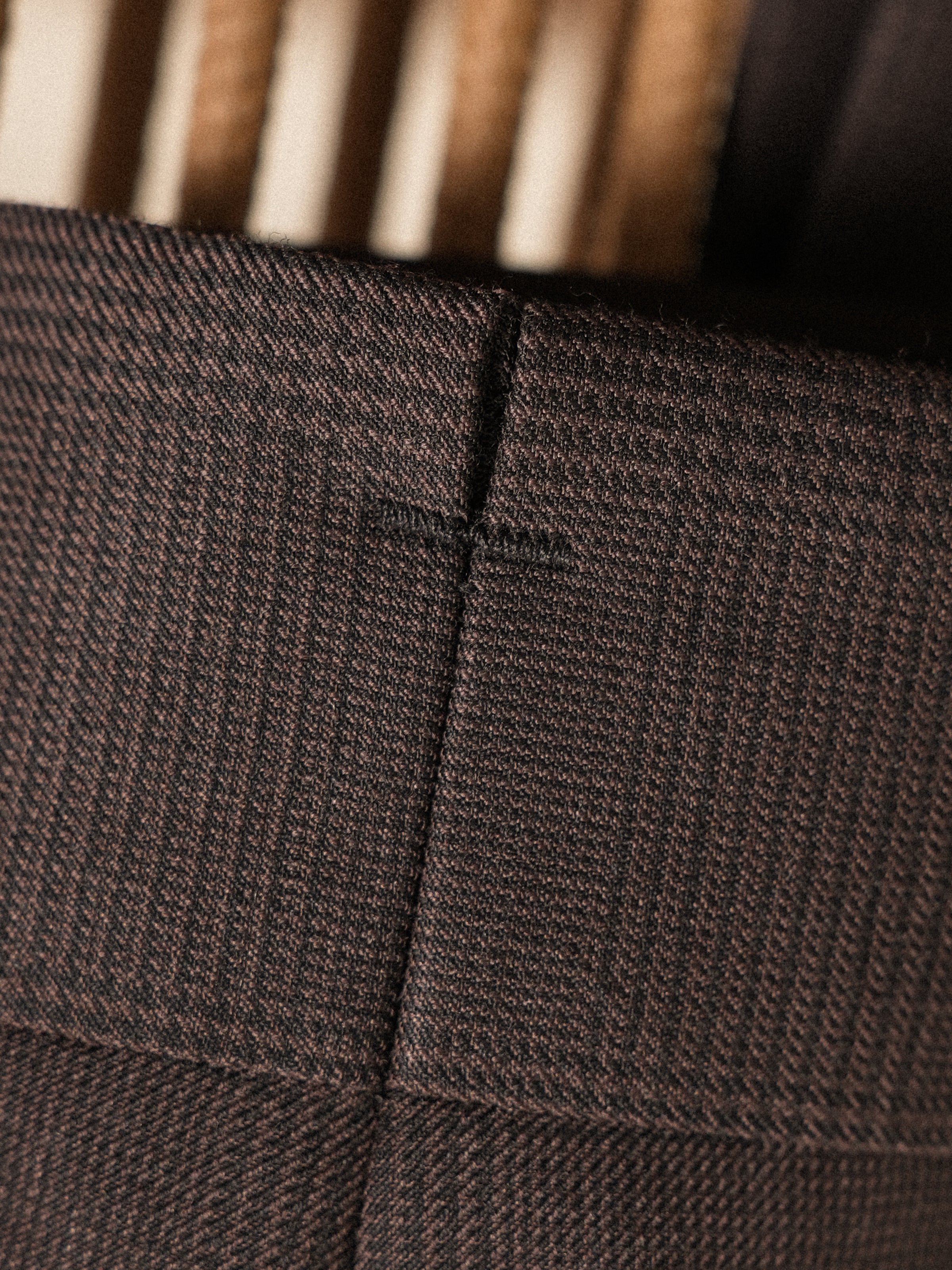 Men's Non-Iron Wool Prince of Wales Check Slim Straight Suit Trousers