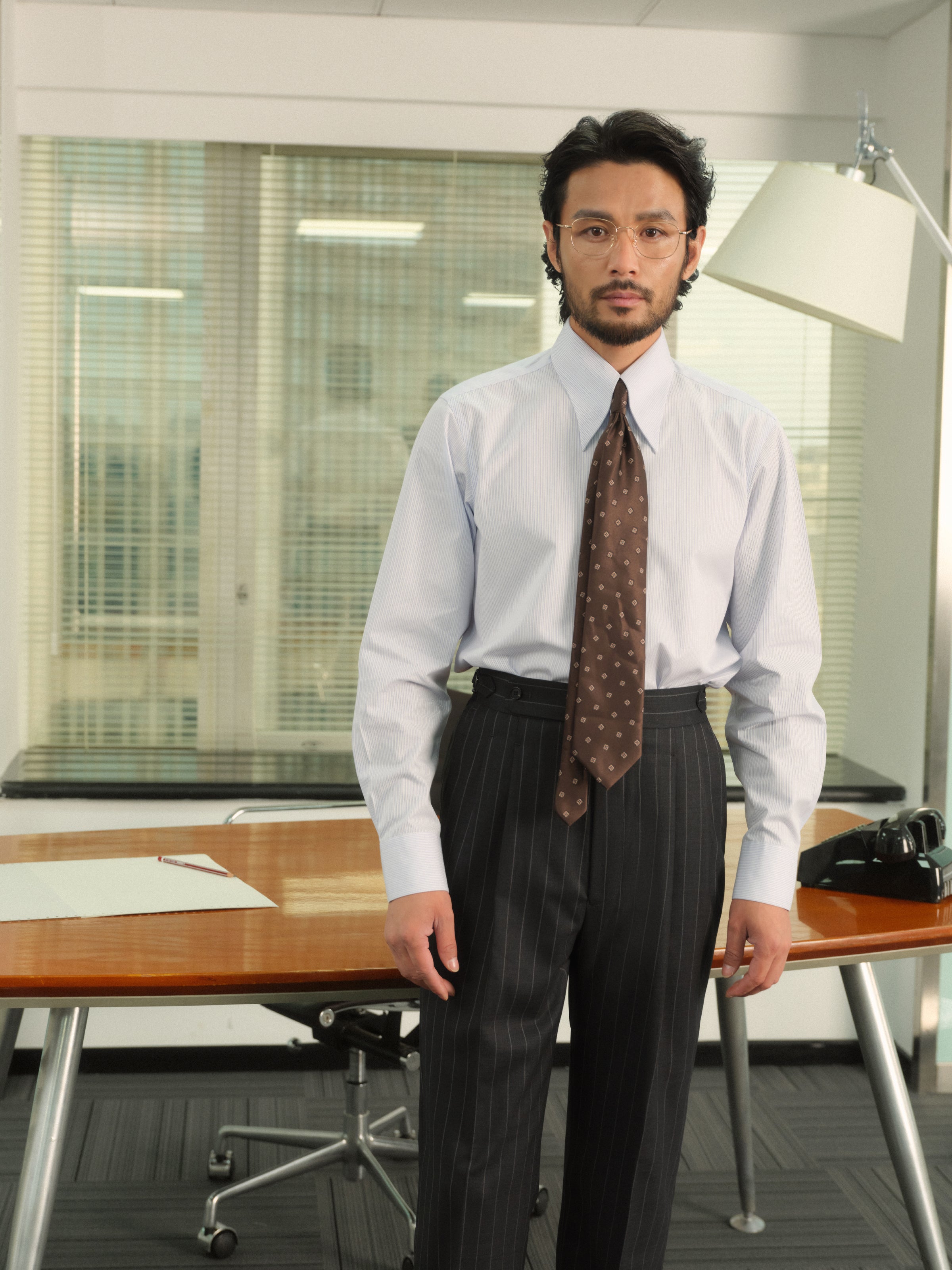 Men's Italian Long Point Collar Wrinkle-Free Shirt