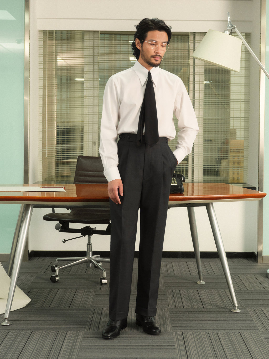 Australian Wool Textured Twill Peak Lapel Suit