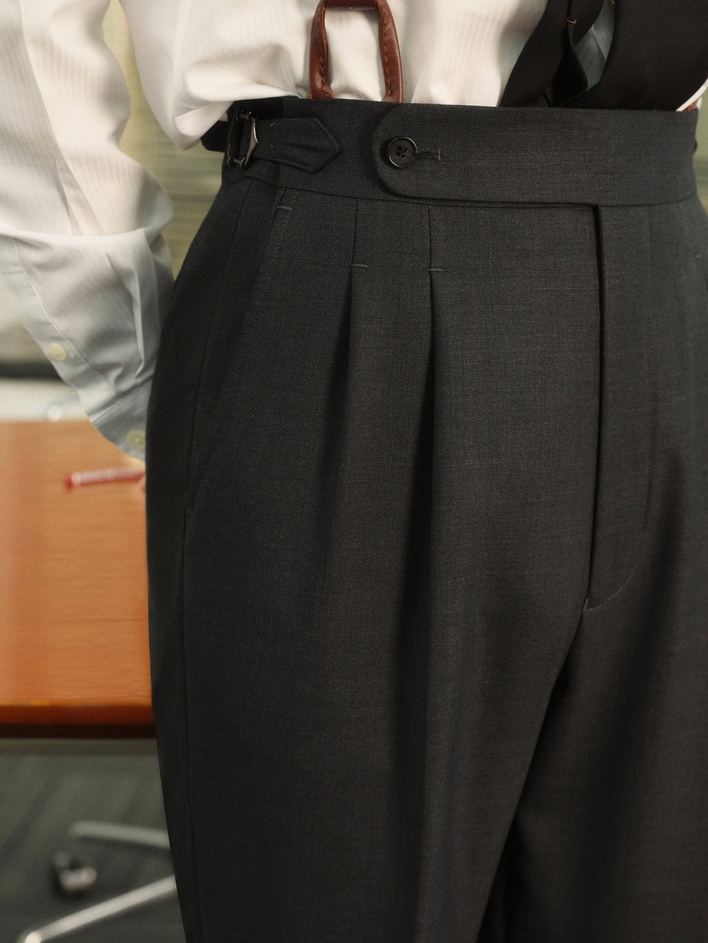 Australian Wool Textured Twill Peak Lapel Suit