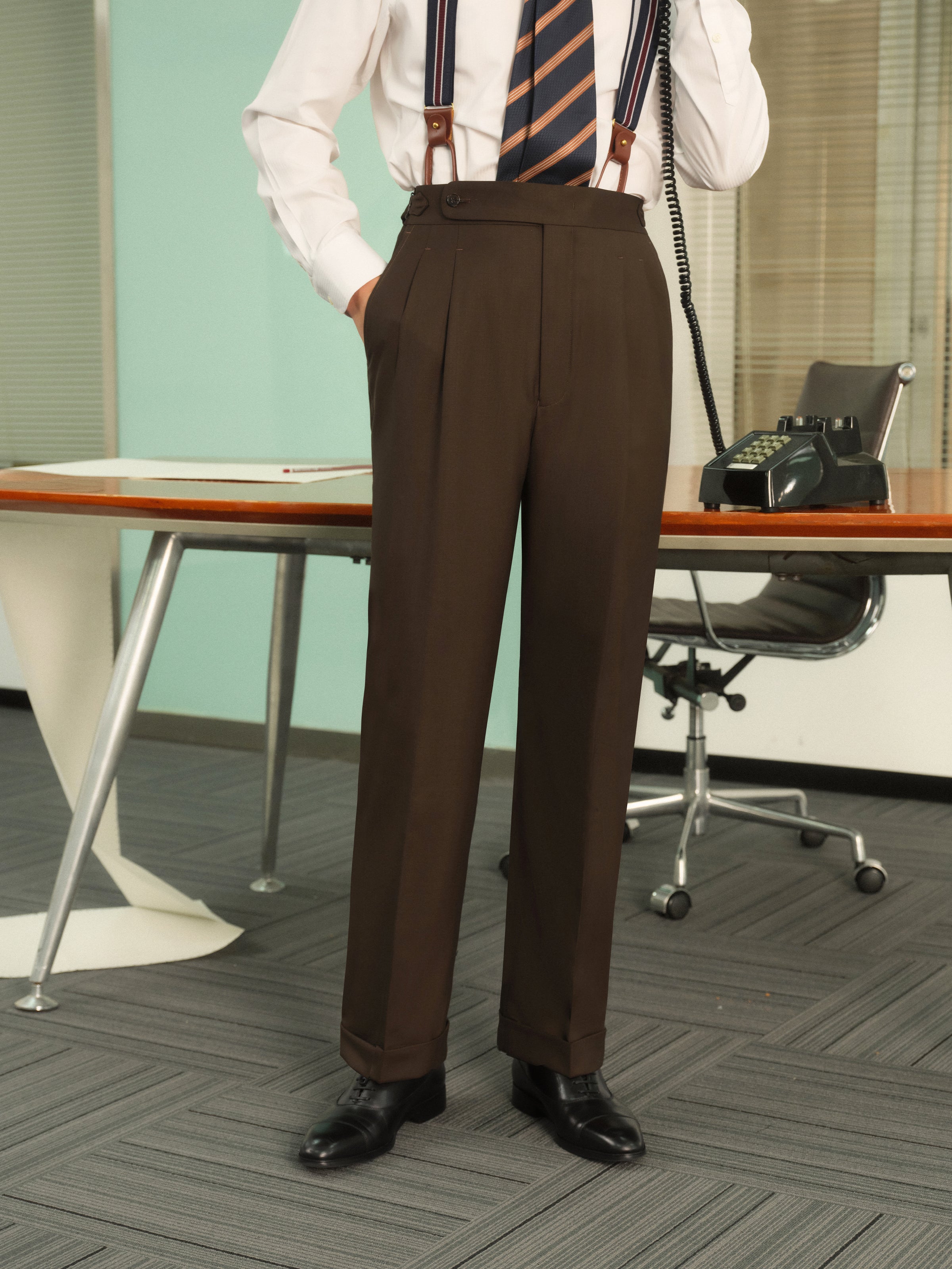 Australian Wool Textured Twill Peak Lapel Suit