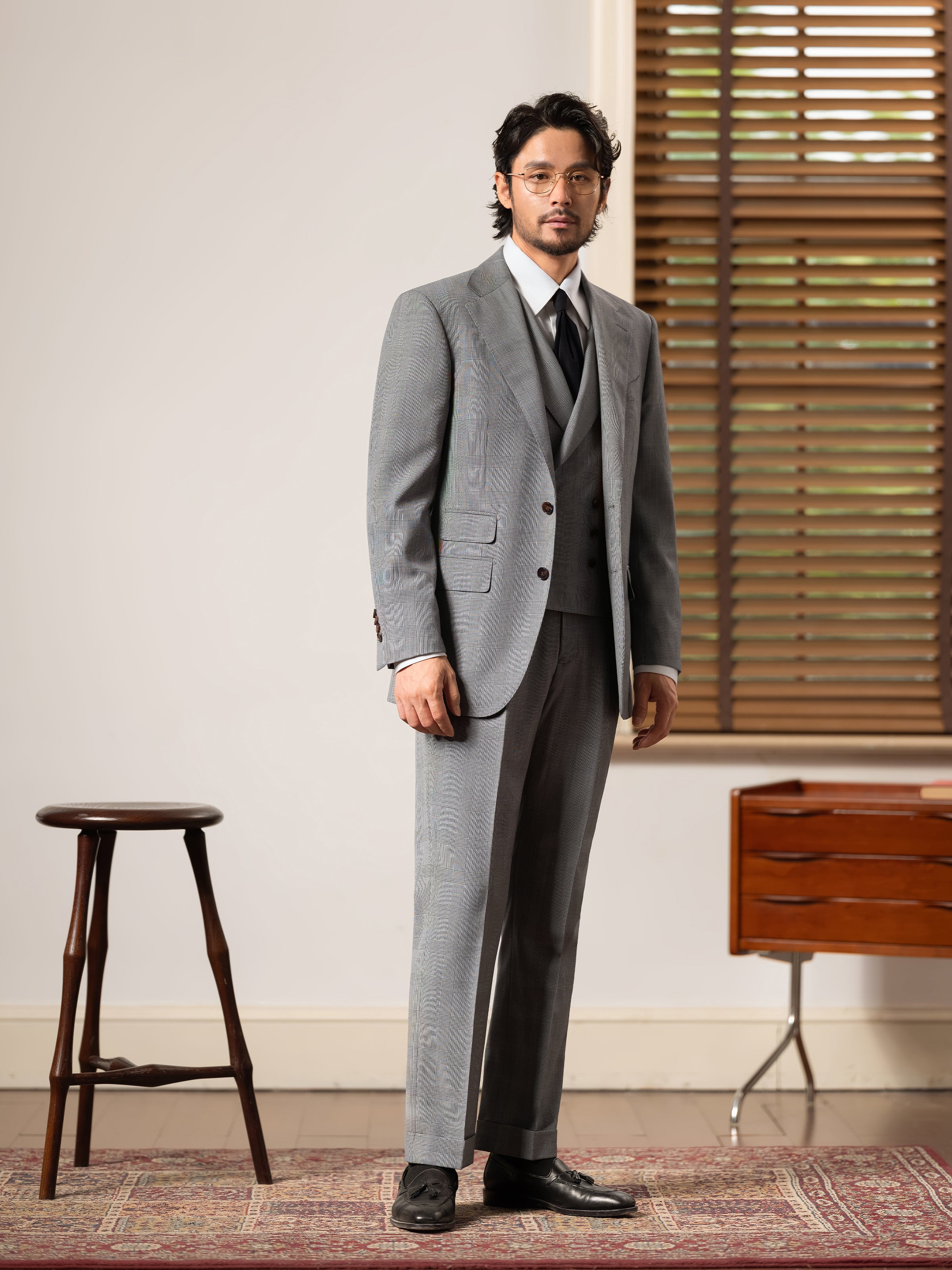 Men's 90s Merino Prince of Wales Half-Canvas Suit.