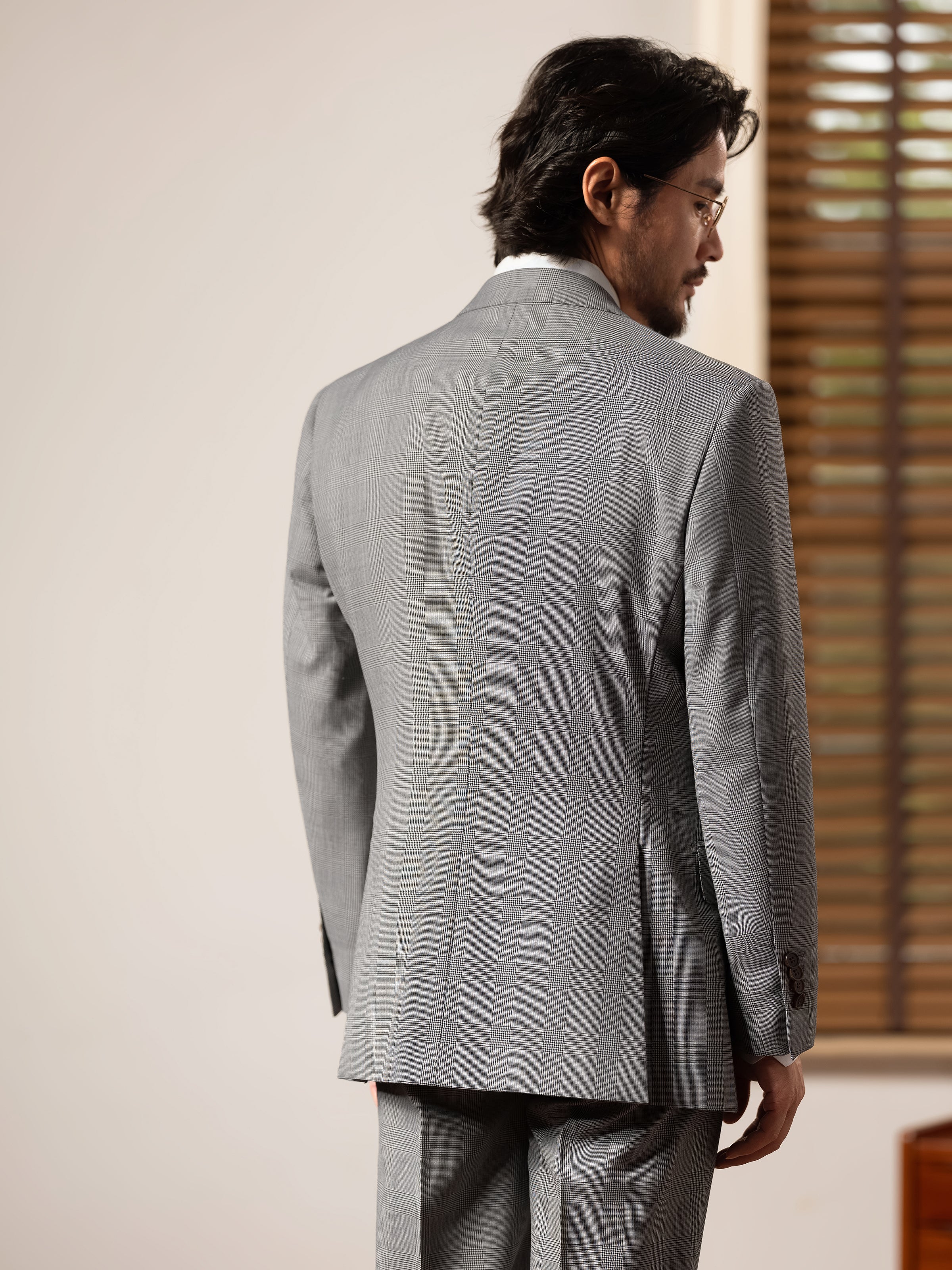 Men's 90s Merino Prince of Wales Half-Canvas Suit.