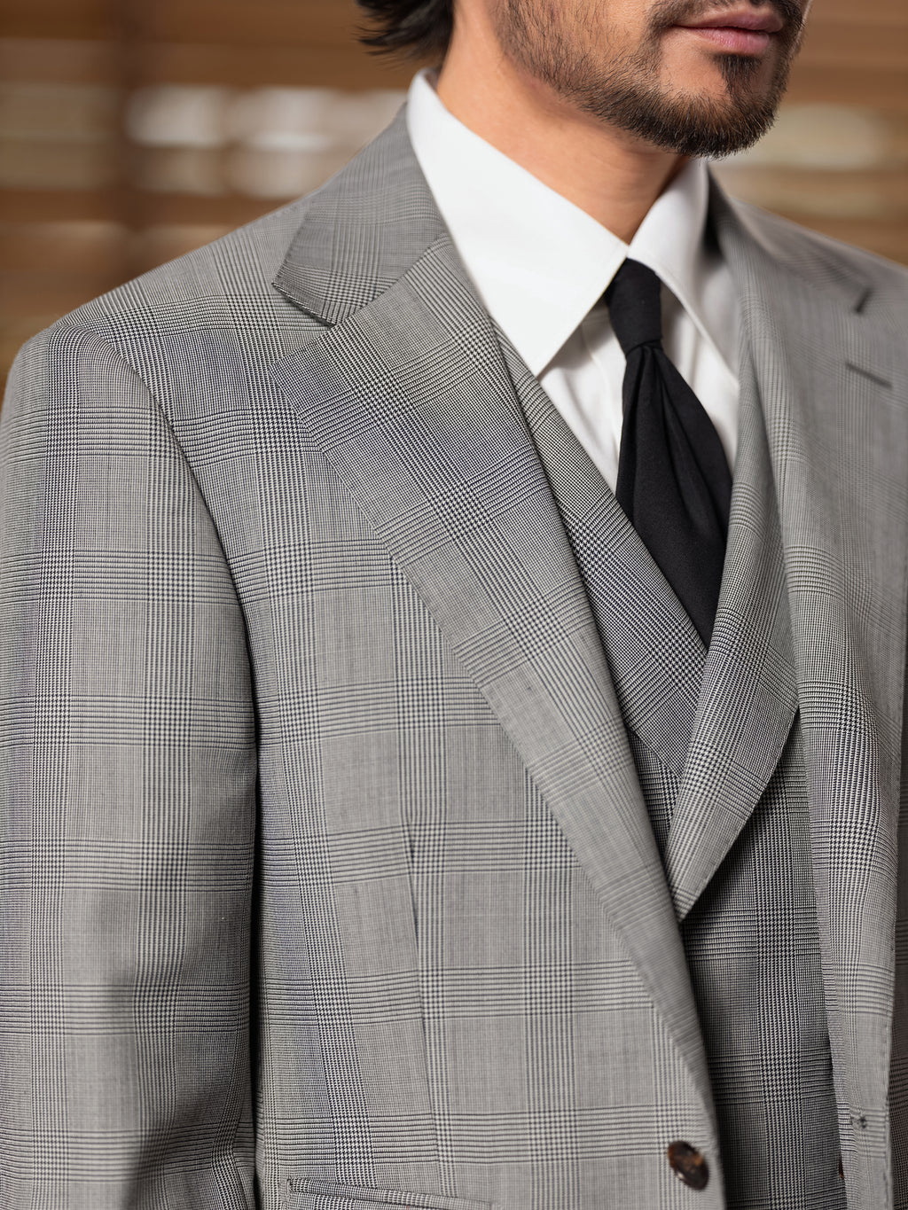 Men's 90s Merino Prince of Wales Half-Canvas Suit.