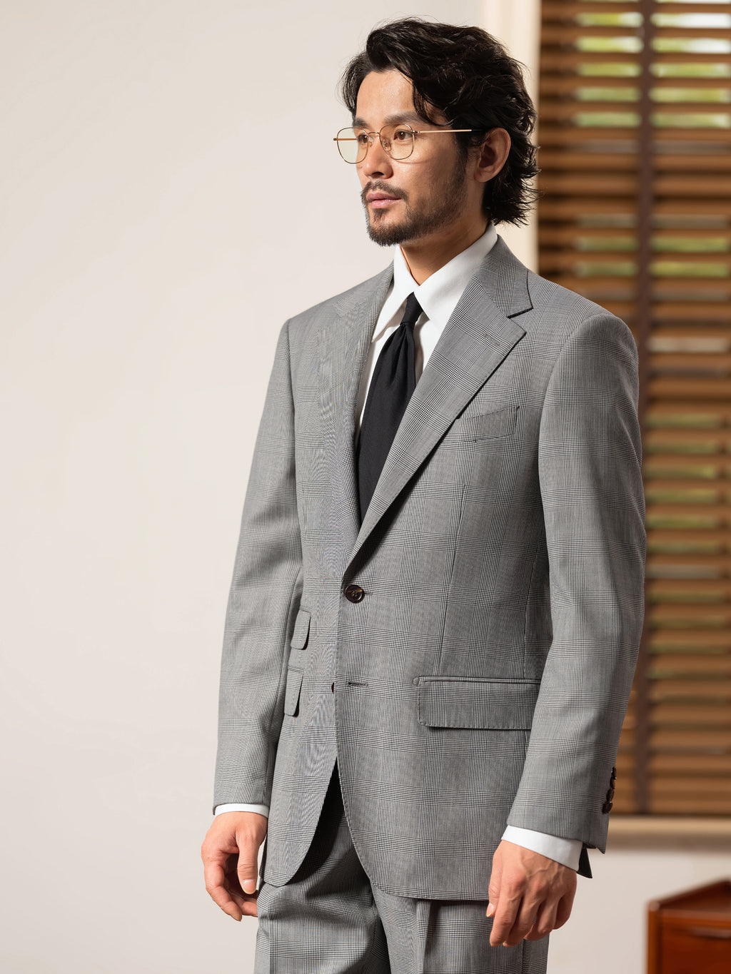 Men's 90s Merino Prince of Wales Half-Canvas Suit.